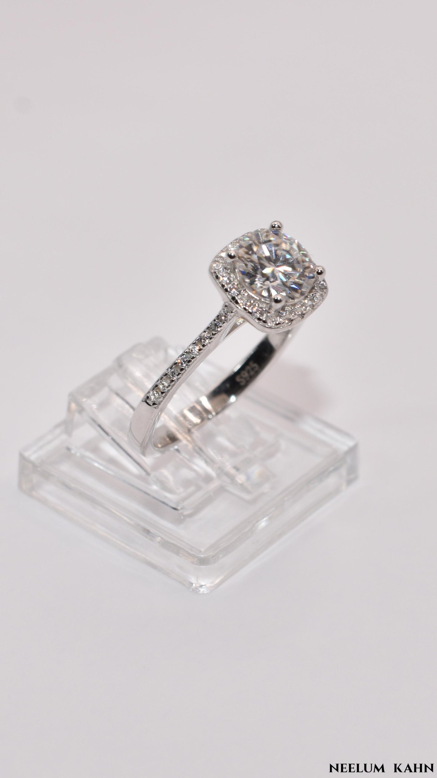 Certified 1Ct Moissanite Diamond Proposal Ring for Women – S925 Silver White Gold Plated | Red LED Gift Heart Shape Ring Box Included