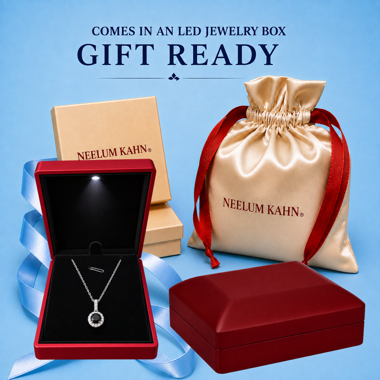1 Ct Black Moissanite Halo Pendant Necklace – 925 Sterling Silver
