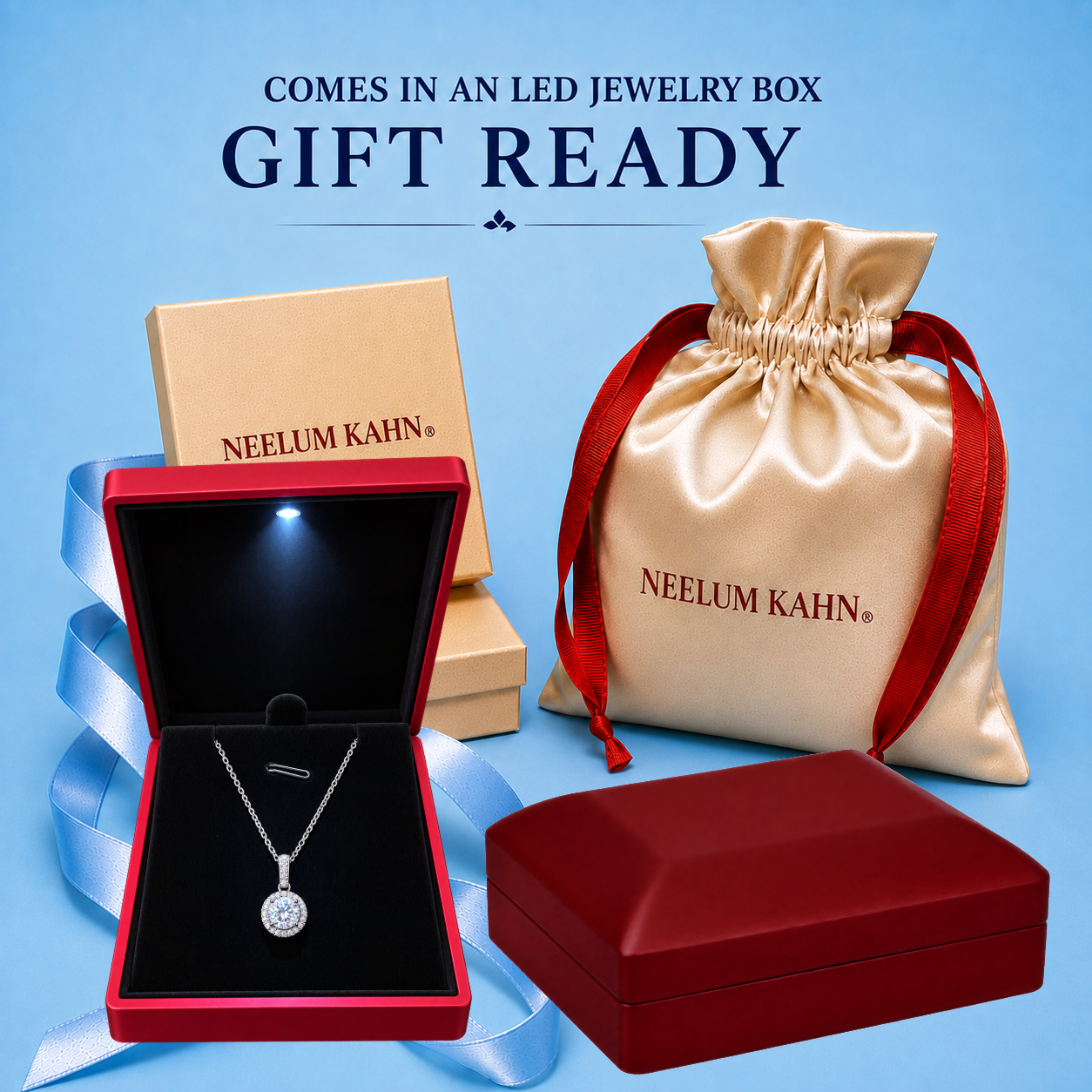 1 Ct Round Moissanite Halo Pendant Necklace | D VVS1 | 18K Gold Plated 925 Sterling Silver