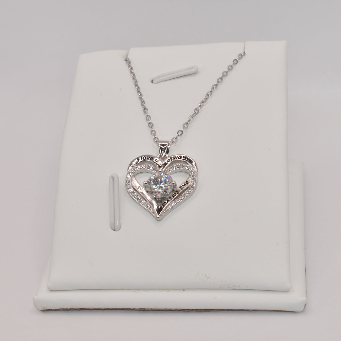 Certified 1Ct Moissanite Diamond Double Ring Love Heart Necklace