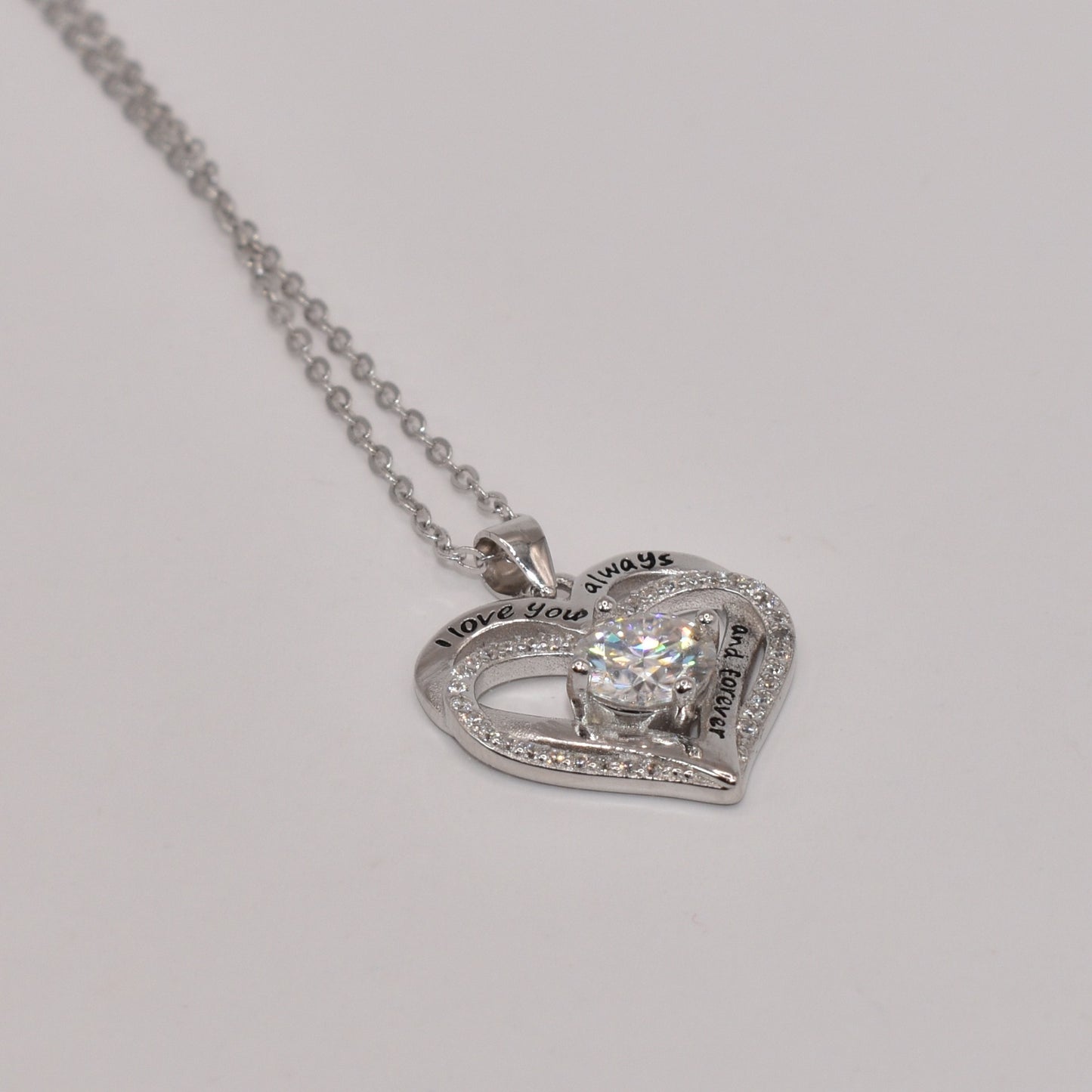 Certified 1Ct Moissanite Diamond Double Ring Love Heart Necklace