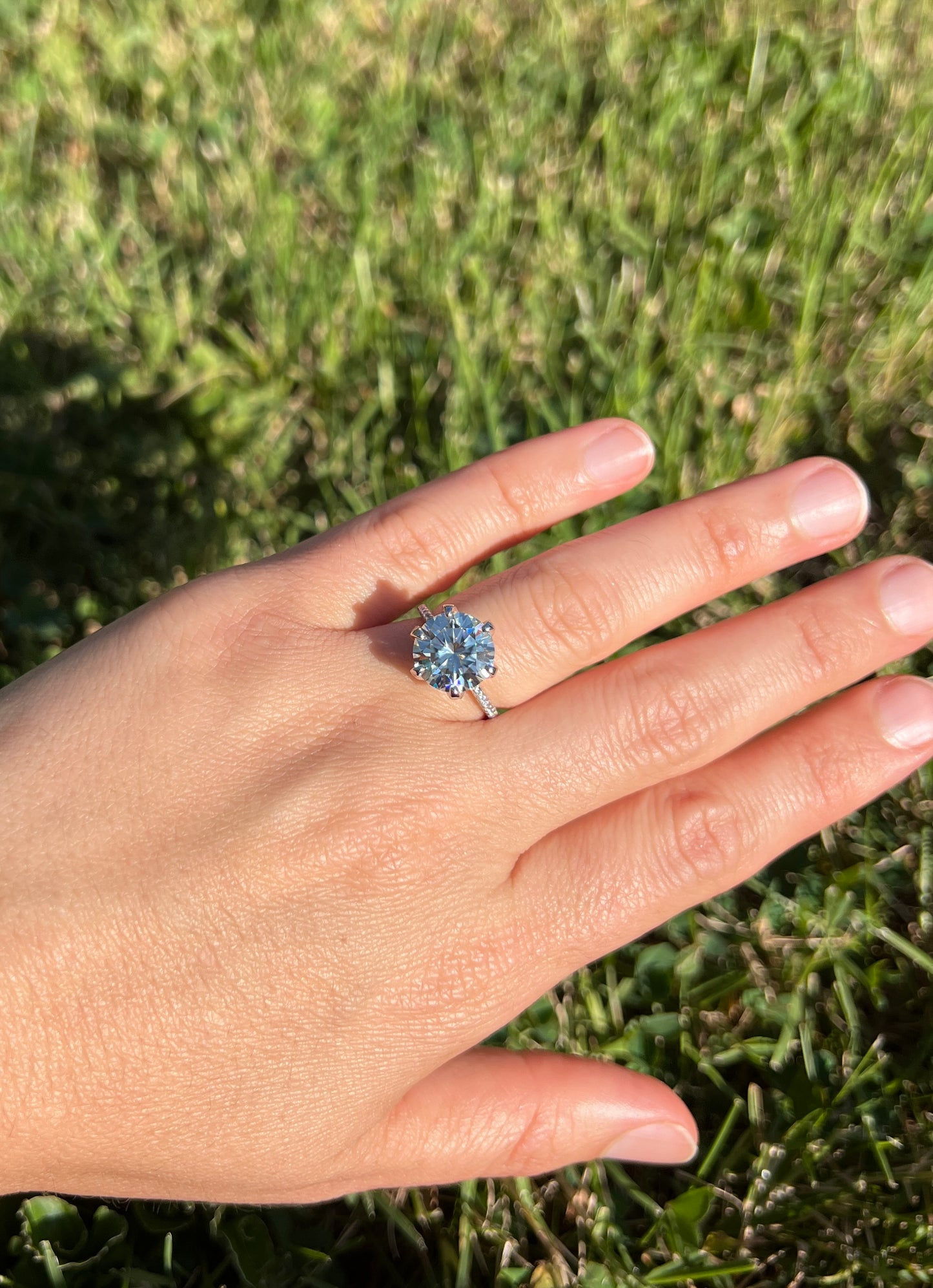 Certified 5Ct Moissanite Diamond Proposal/Engagement S925 Silver18K Gold Plated Ring, Gift LED Ring Box Included