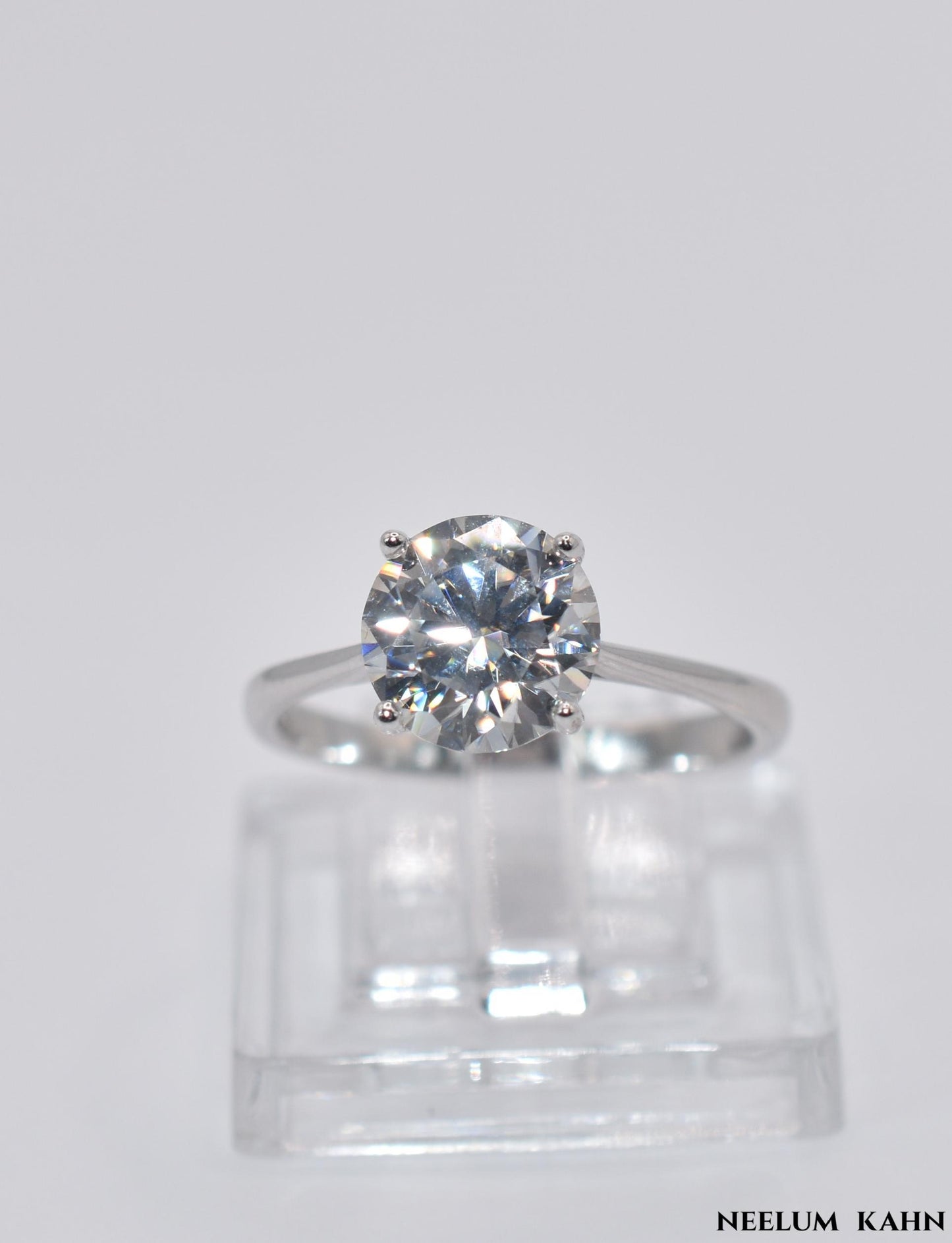 2Ct Round Cut Moissanite Ring, 925 Sterling Silver, D Color VVS1, with LED Box and Certificate