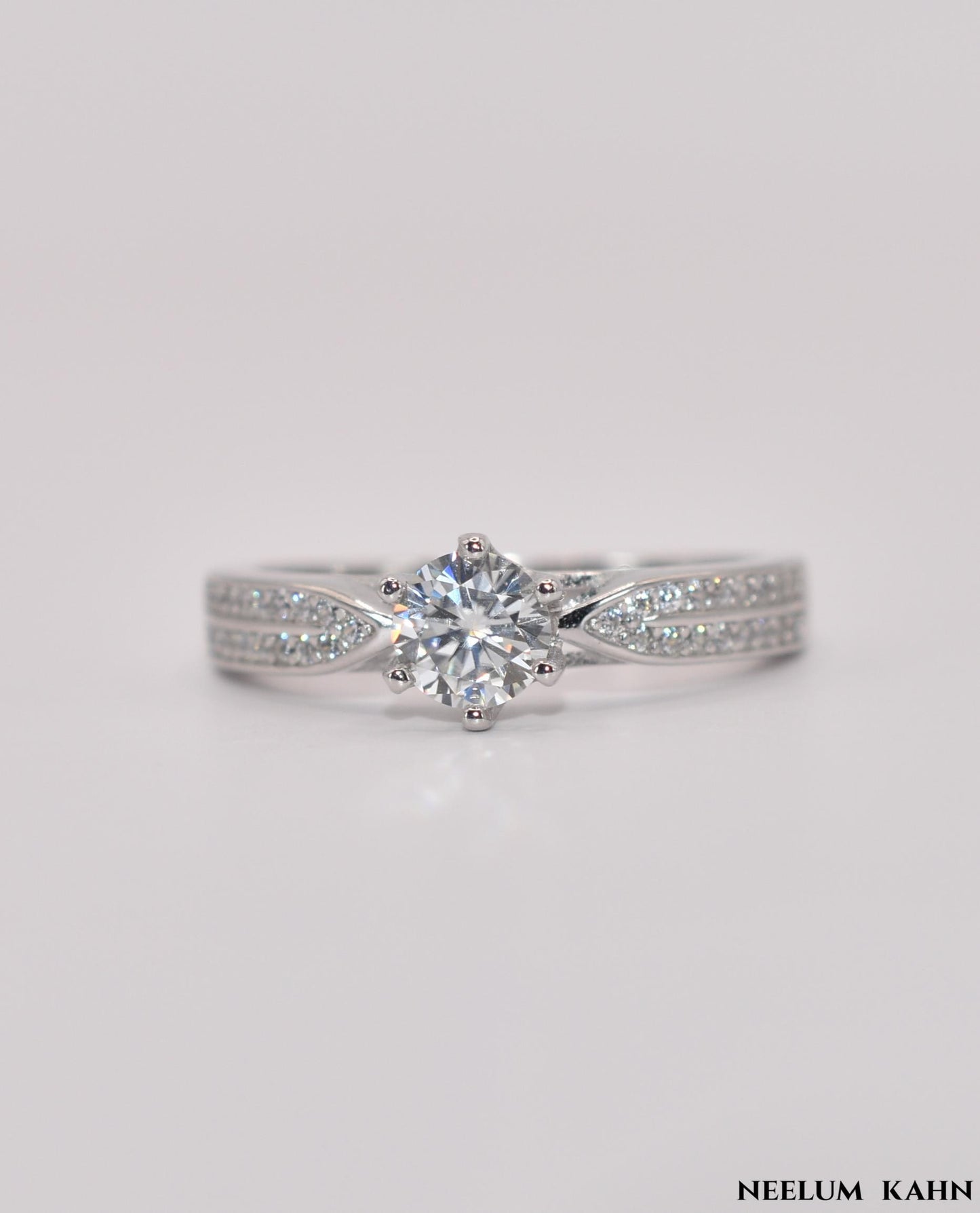 0.5Ct Moissanite Ring, 925 Sterling Silver, Round Cut, D Color VVS1, with LED Gift Box
