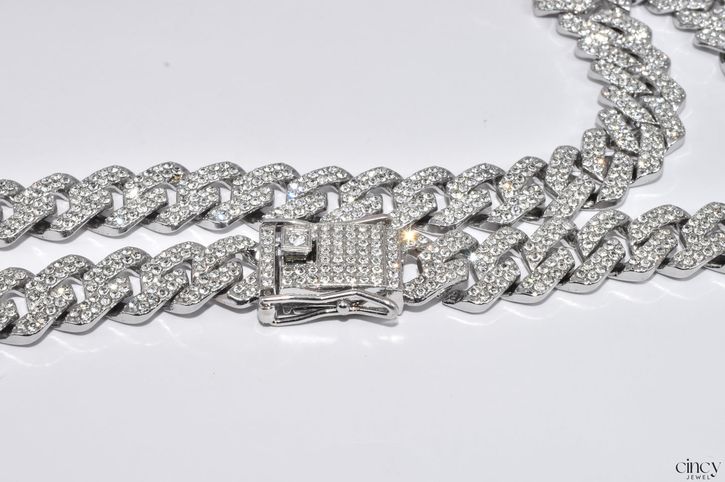 Shiny Rhinestones Cuban Chain Necklace