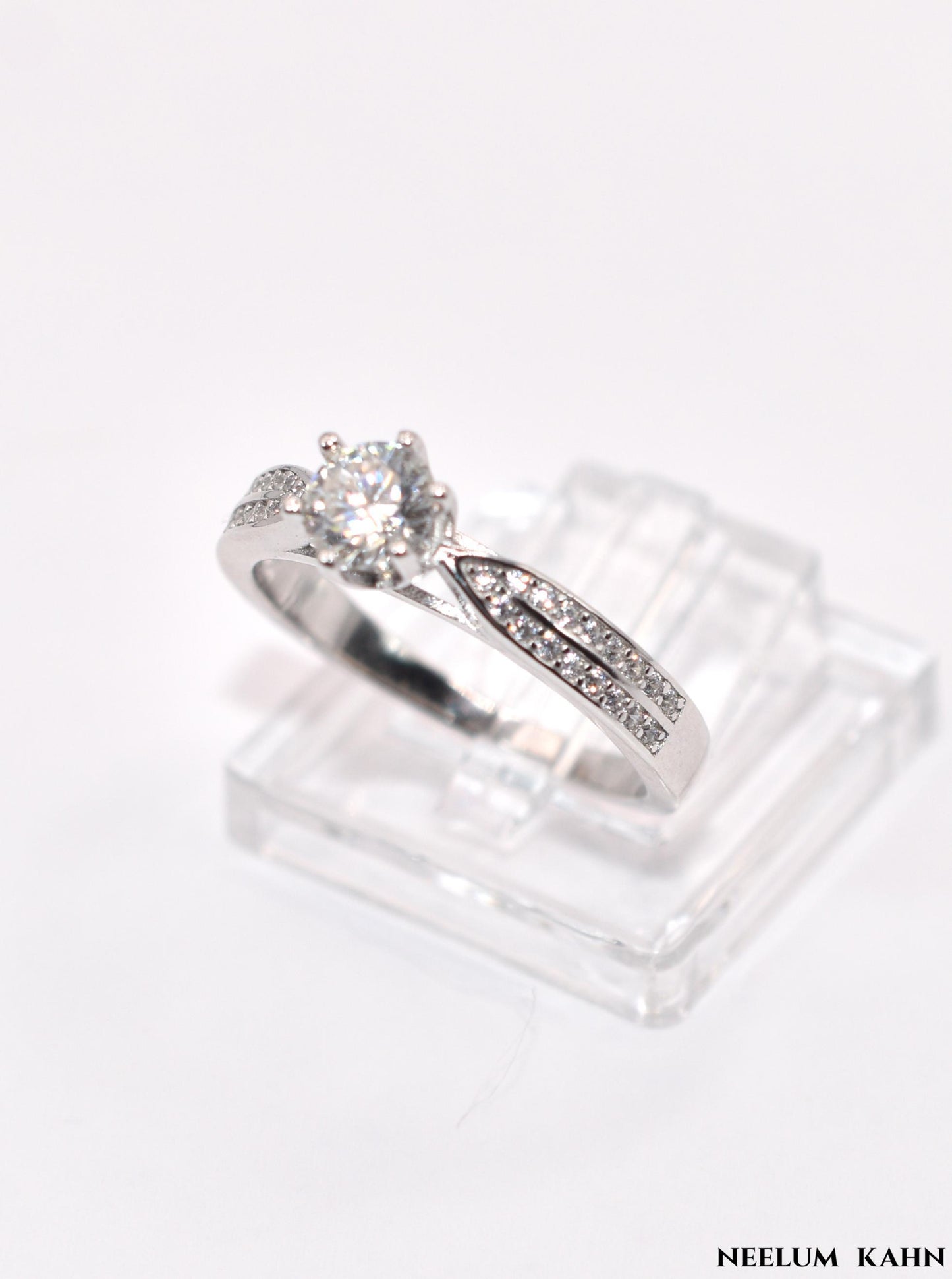 0.5Ct Moissanite Ring, 925 Sterling Silver, Round Cut, D Color VVS1, with LED Gift Box
