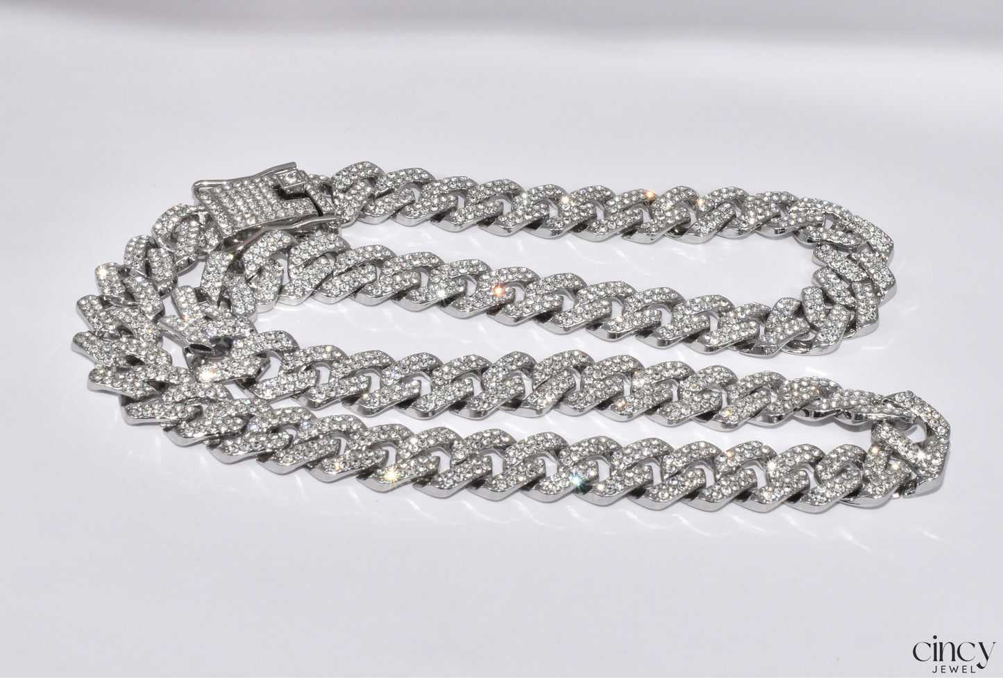 Shiny Rhinestones Cuban Chain Necklace