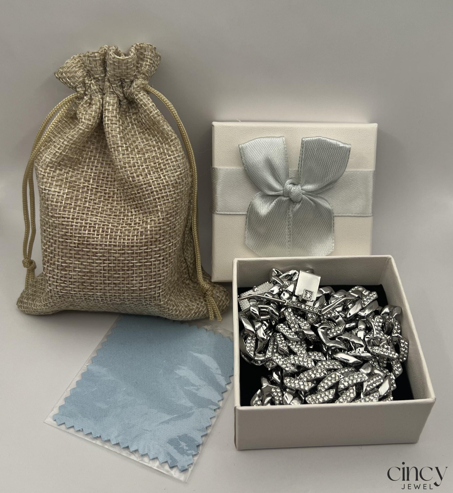 Shiny Rhinestones Cuban Chain Necklace