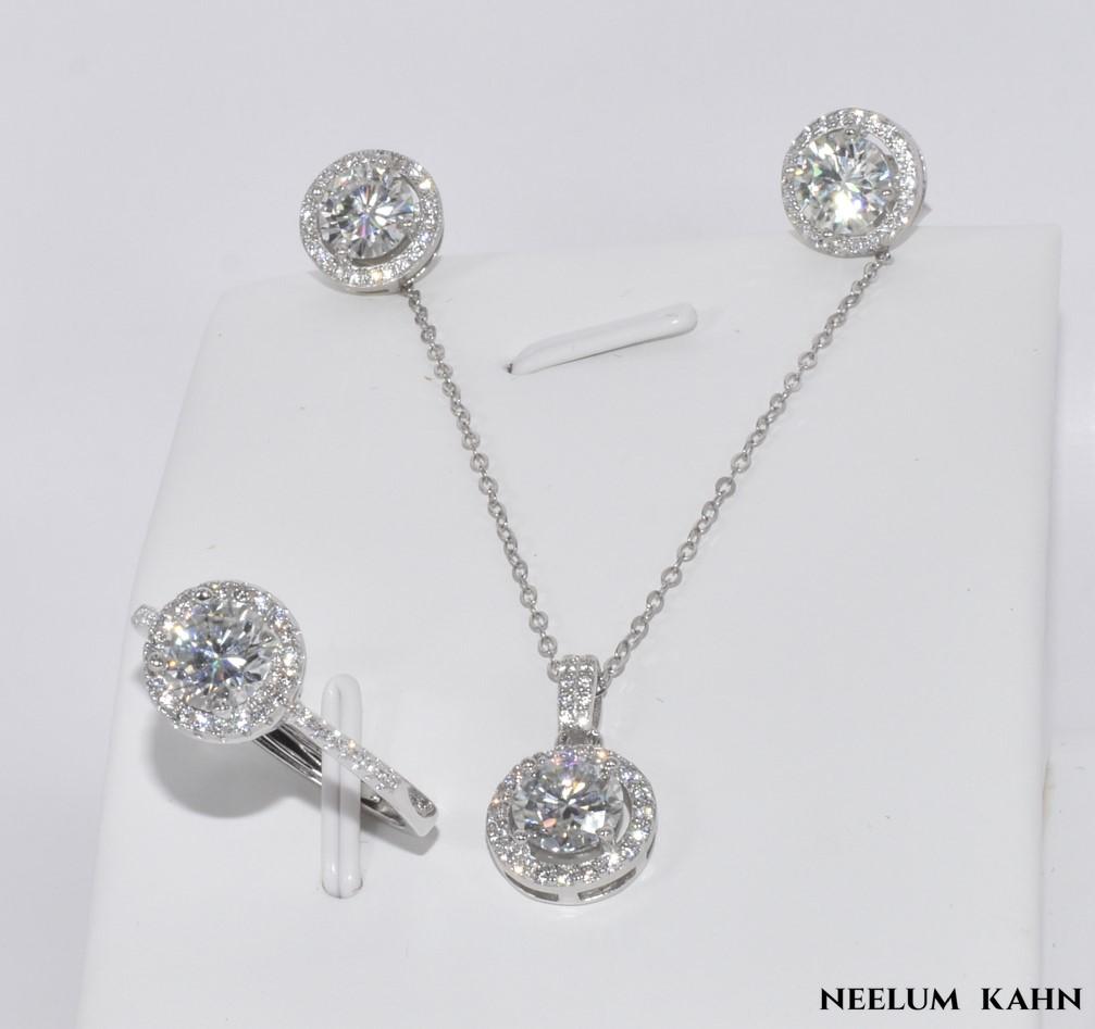 Certified 4Ct Moissanite Diamond Necklace & Earrings Set – S925 18K Gold Plated Jewelry
