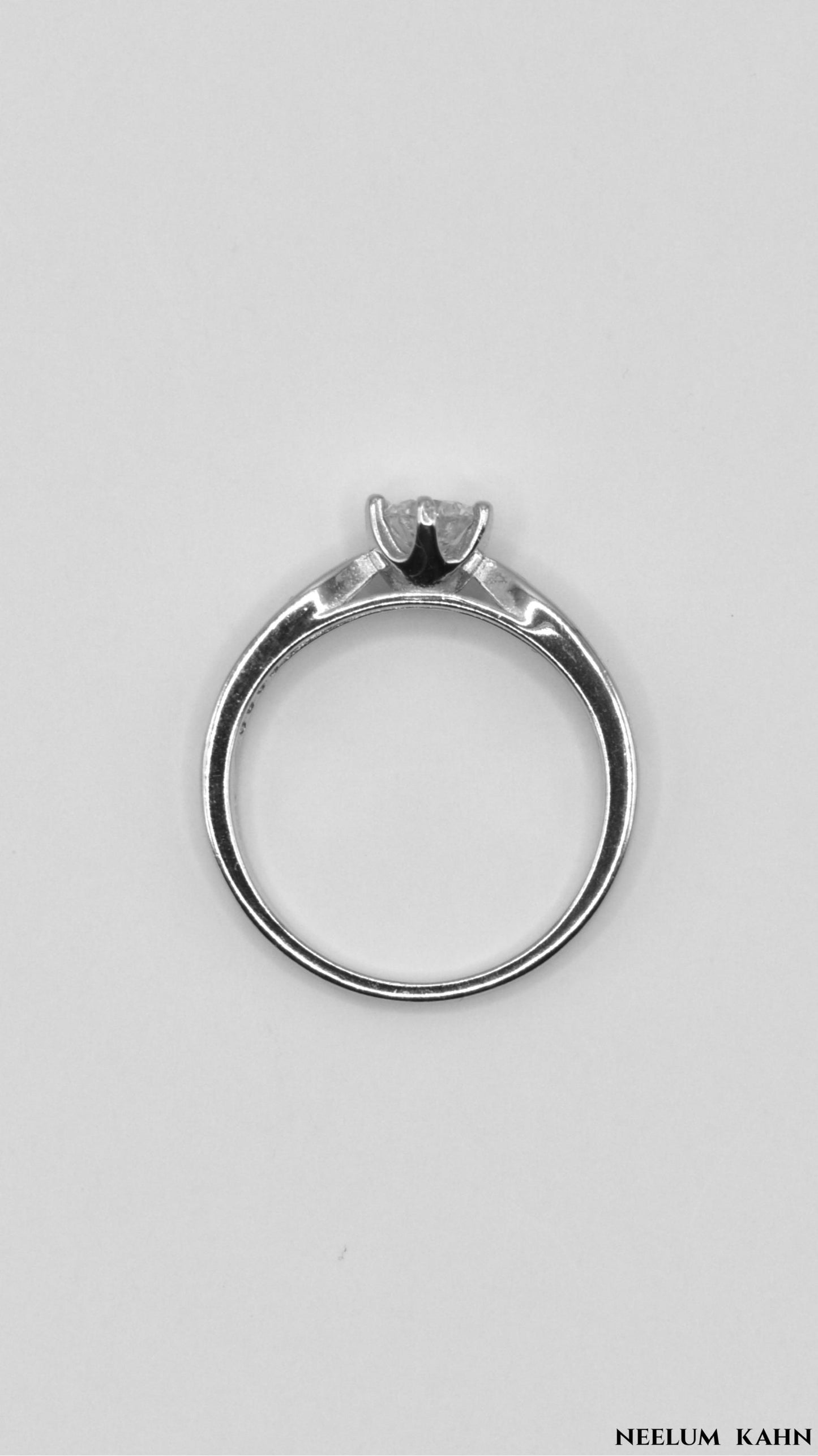 0.5Ct Moissanite Ring, 925 Sterling Silver, Round Cut, D Color VVS1, with LED Gift Box