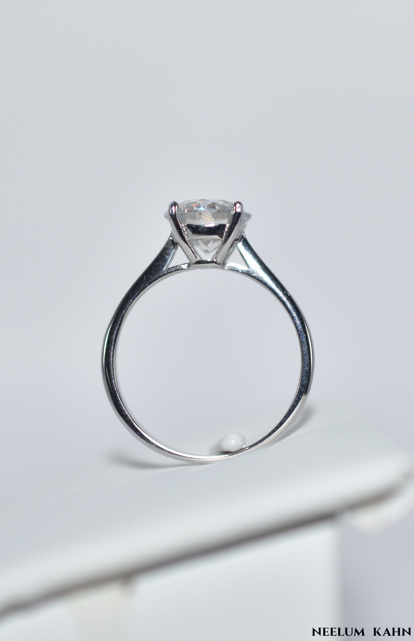 2Ct Round Cut Moissanite Ring, 925 Sterling Silver, D Color VVS1, with LED Box and Certificate