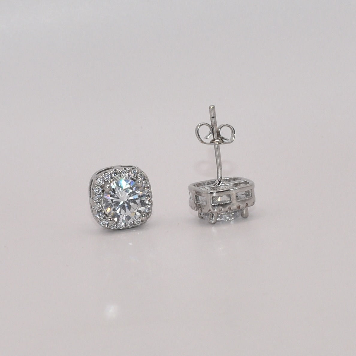 Solid S925 Sterling Silver Square Zircon Stud Earrings – Perfect Gift for All Occasions