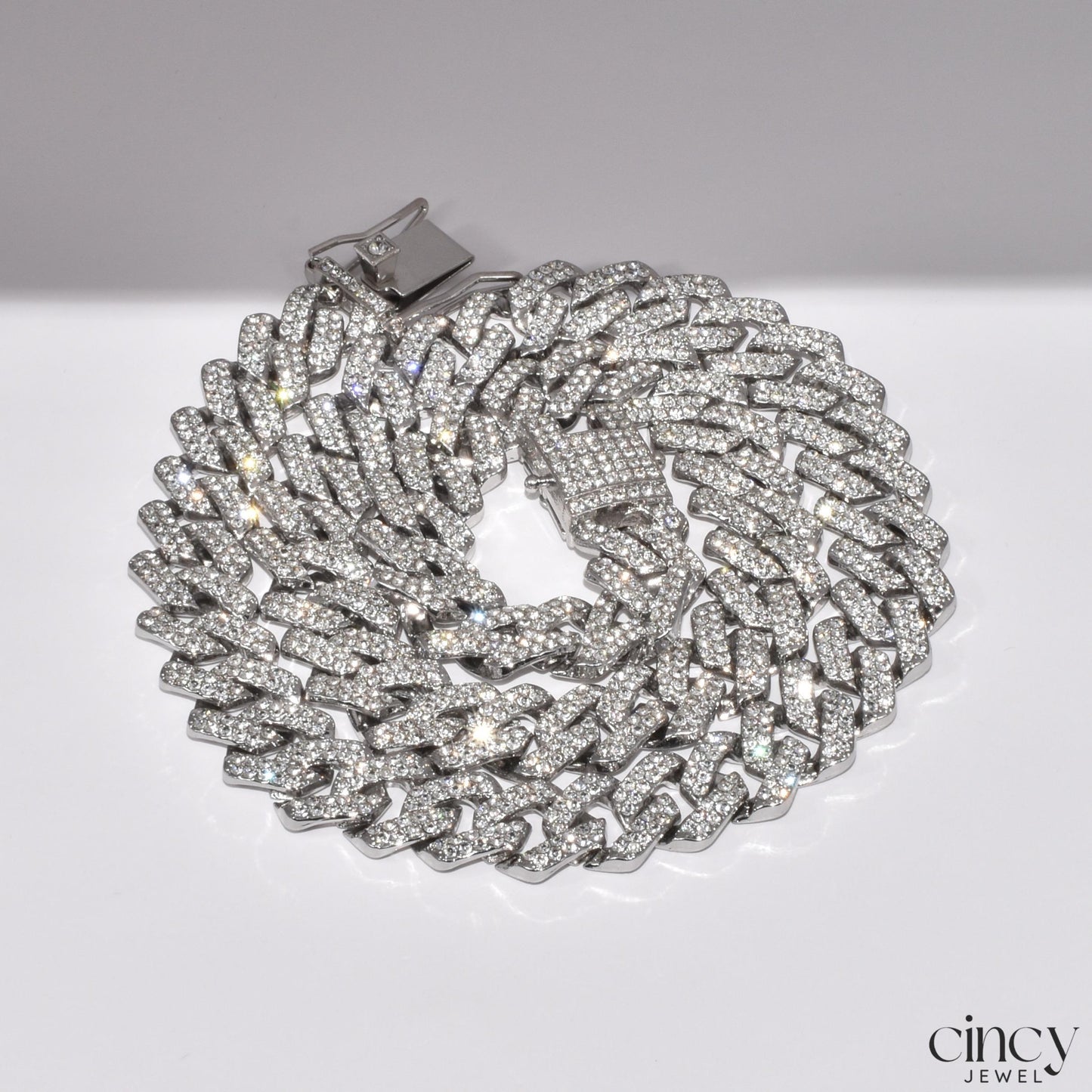 Shiny Rhinestones Cuban Chain Necklace