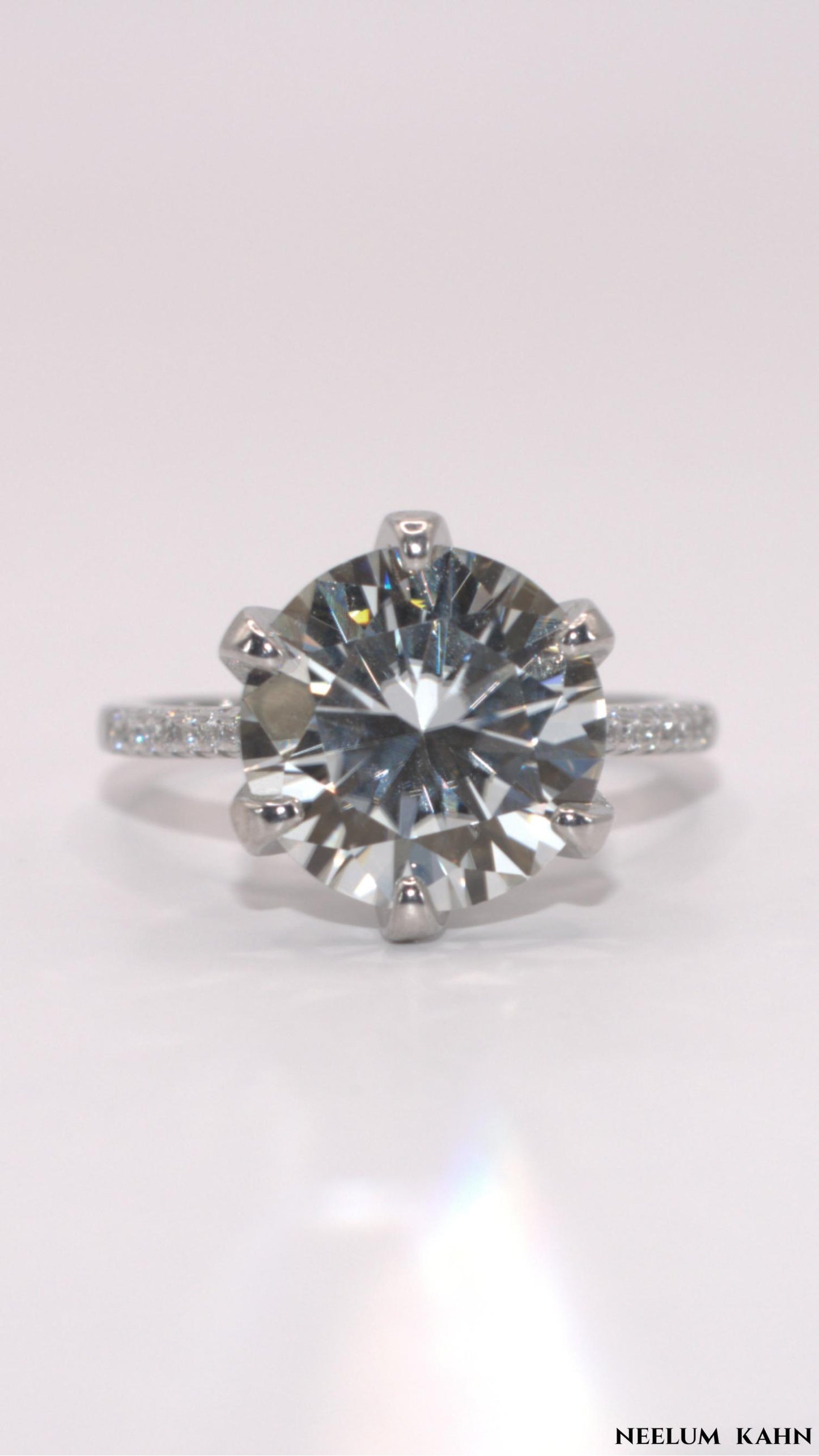 Certified 5Ct Moissanite Diamond Proposal/Engagement S925 Silver18K Gold Plated Ring, Gift LED Ring Box Included
