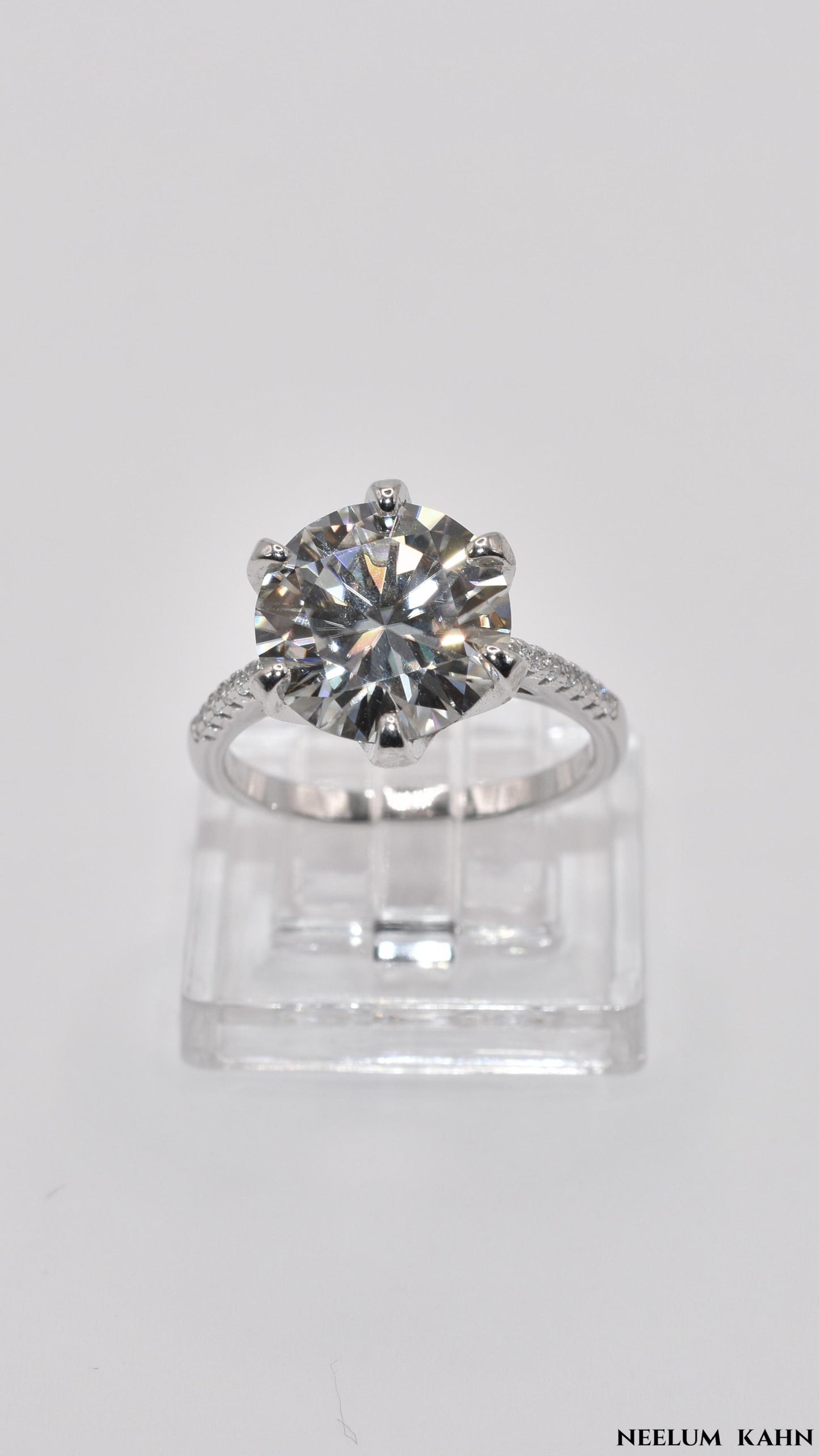 Certified 5Ct Moissanite Diamond Proposal/Engagement S925 Silver18K Gold Plated Ring, Gift LED Ring Box Included