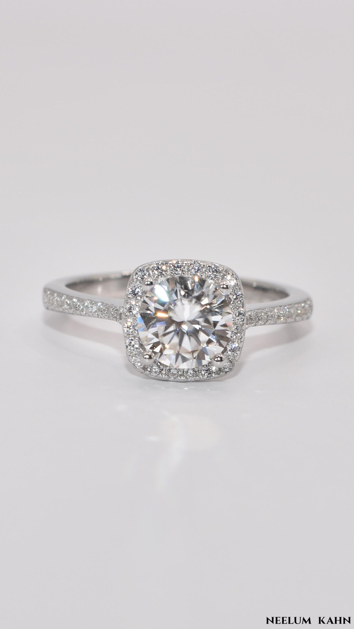 Certified 1Ct Moissanite Diamond Proposal Ring for Women – S925 Silver White Gold Plated | Red LED Gift Heart Shape Ring Box Included