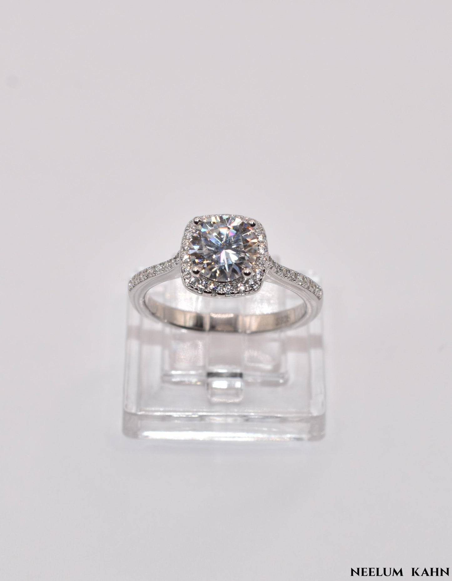 Certified 1Ct Moissanite Diamond Proposal Ring for Women – S925 Silver White Gold Plated | Red LED Gift Heart Shape Ring Box Included