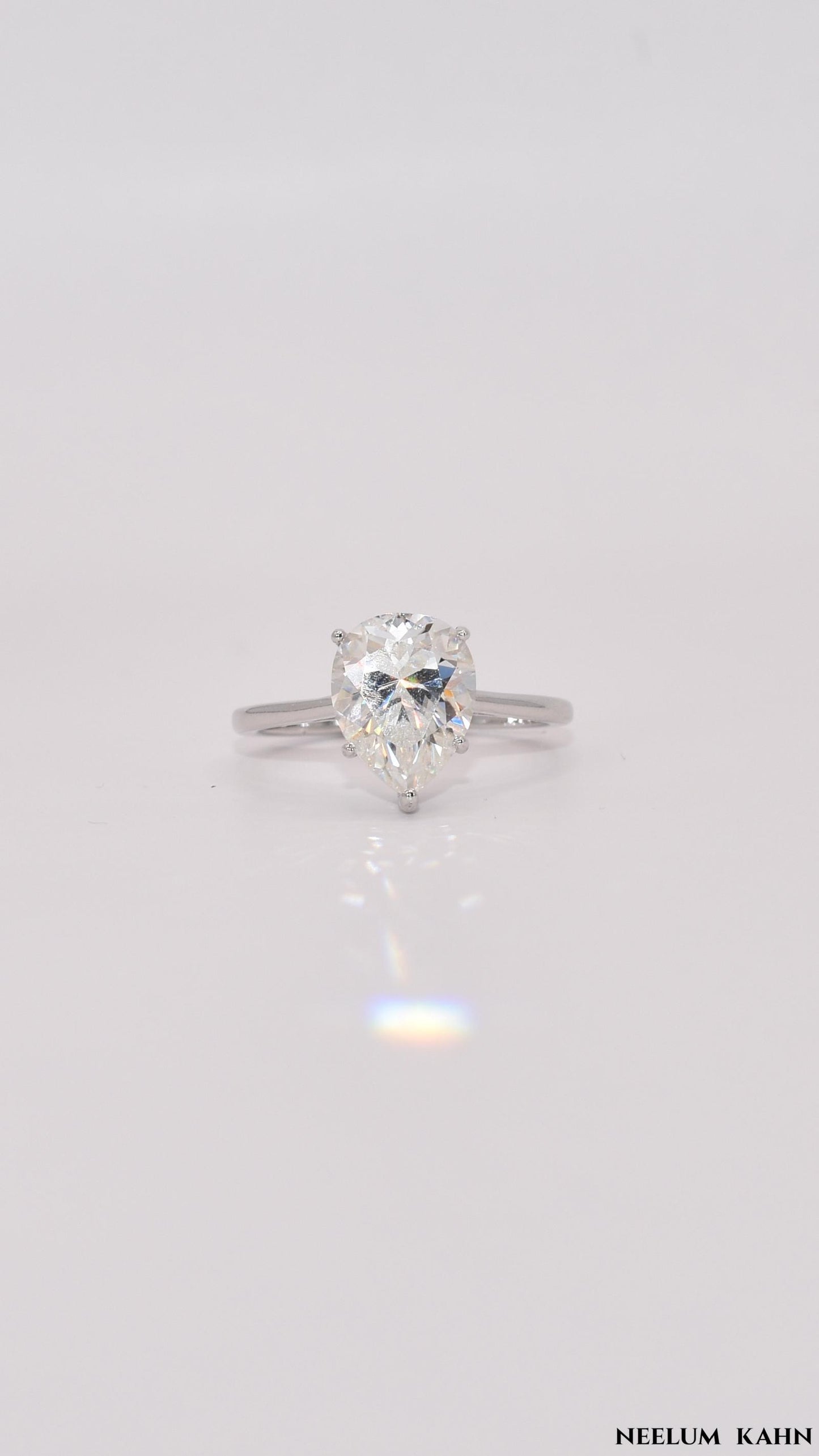 Certified 3Ct Water Drop Pear Cut Moissanite Diamond Ring