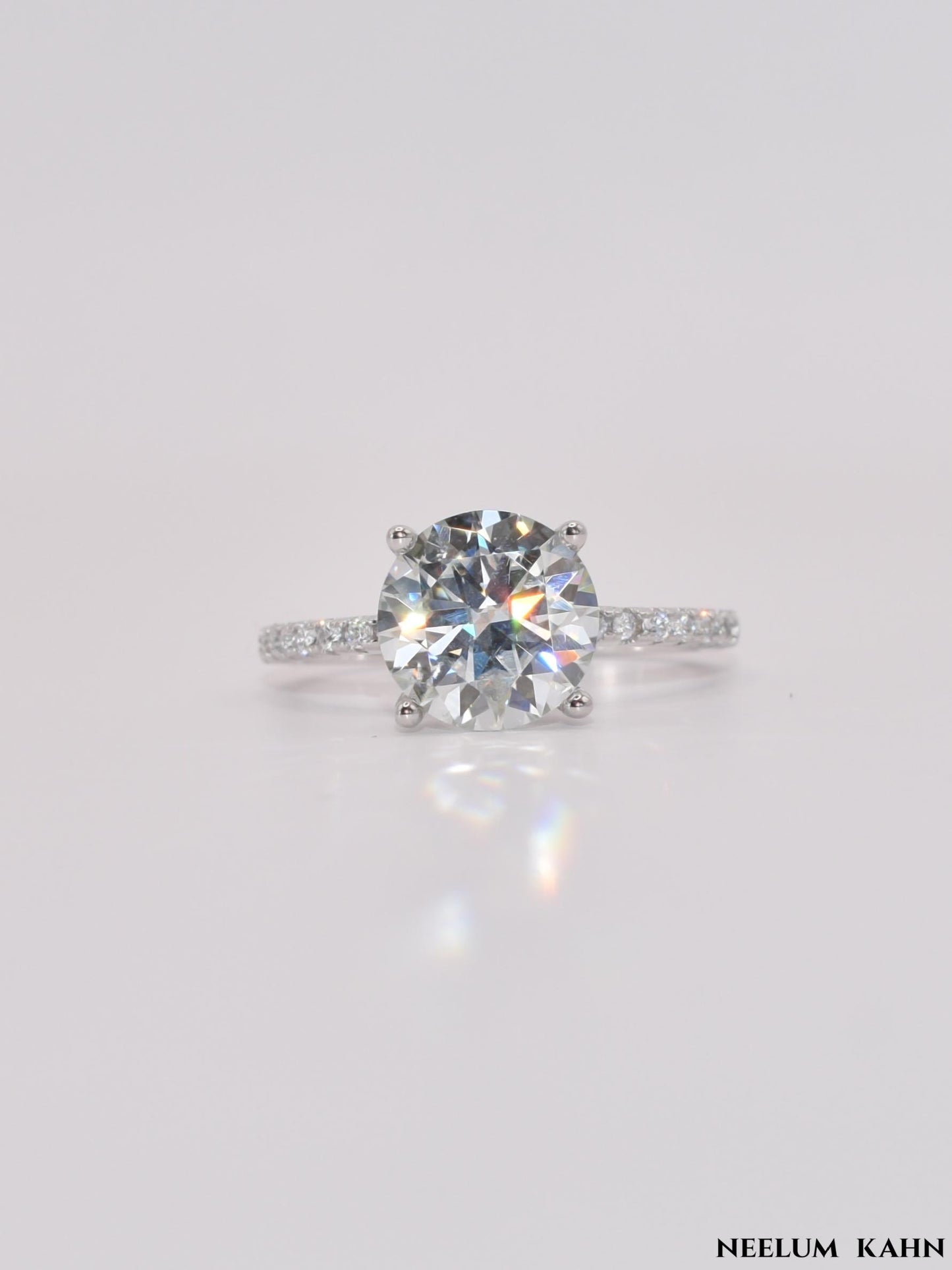 3Ct Moissanite Diamond Ring, 925 Sterling Silver, 18K Gold Plated, Round Cut, VVS1 Clarity, Gift LED Ring Box Included
