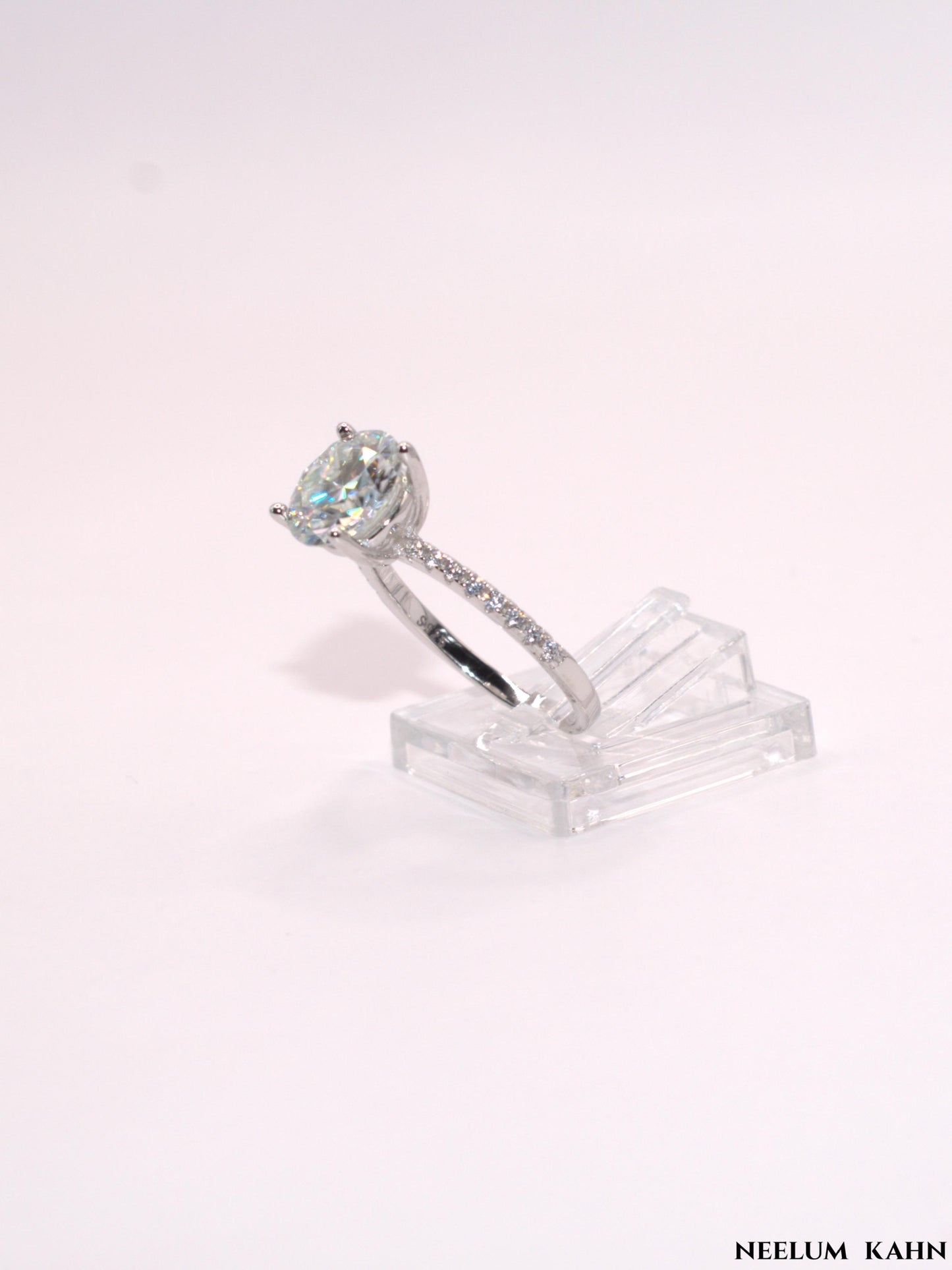3Ct Moissanite Diamond Ring, 925 Sterling Silver, 18K Gold Plated, Round Cut, VVS1 Clarity, Gift LED Ring Box Included