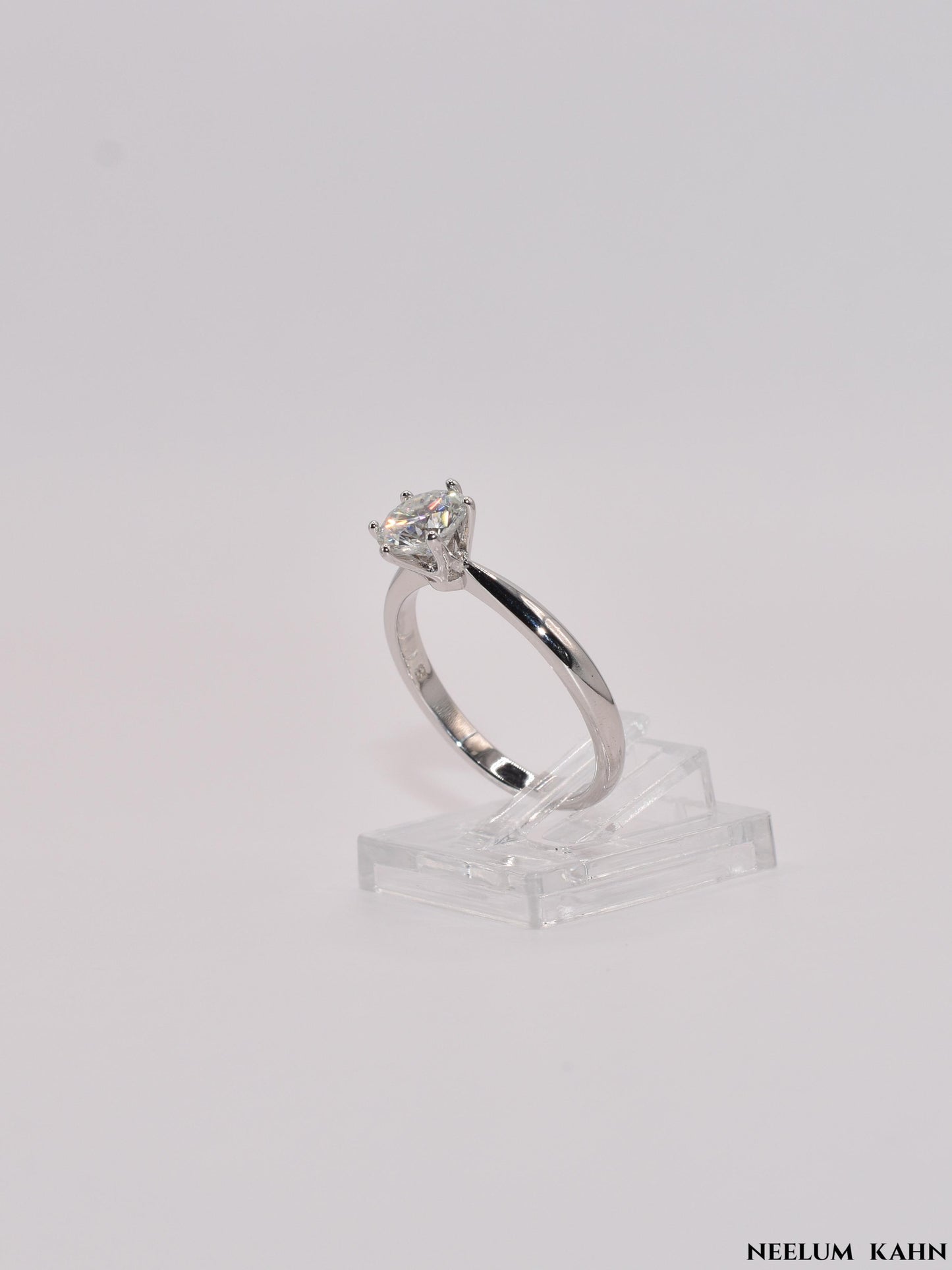 1ct Moissanite Diamond Ring, 925 Sterling Silver, 18K Gold Plated, Round Cut, VVS1 Clarity, LED Ring Gift Box Included