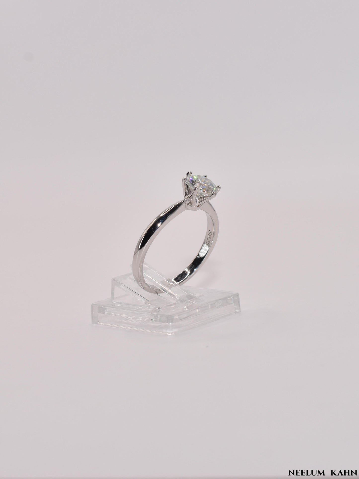 1ct Moissanite Diamond Ring, 925 Sterling Silver, 18K Gold Plated, Round Cut, VVS1 Clarity, LED Ring Gift Box Included