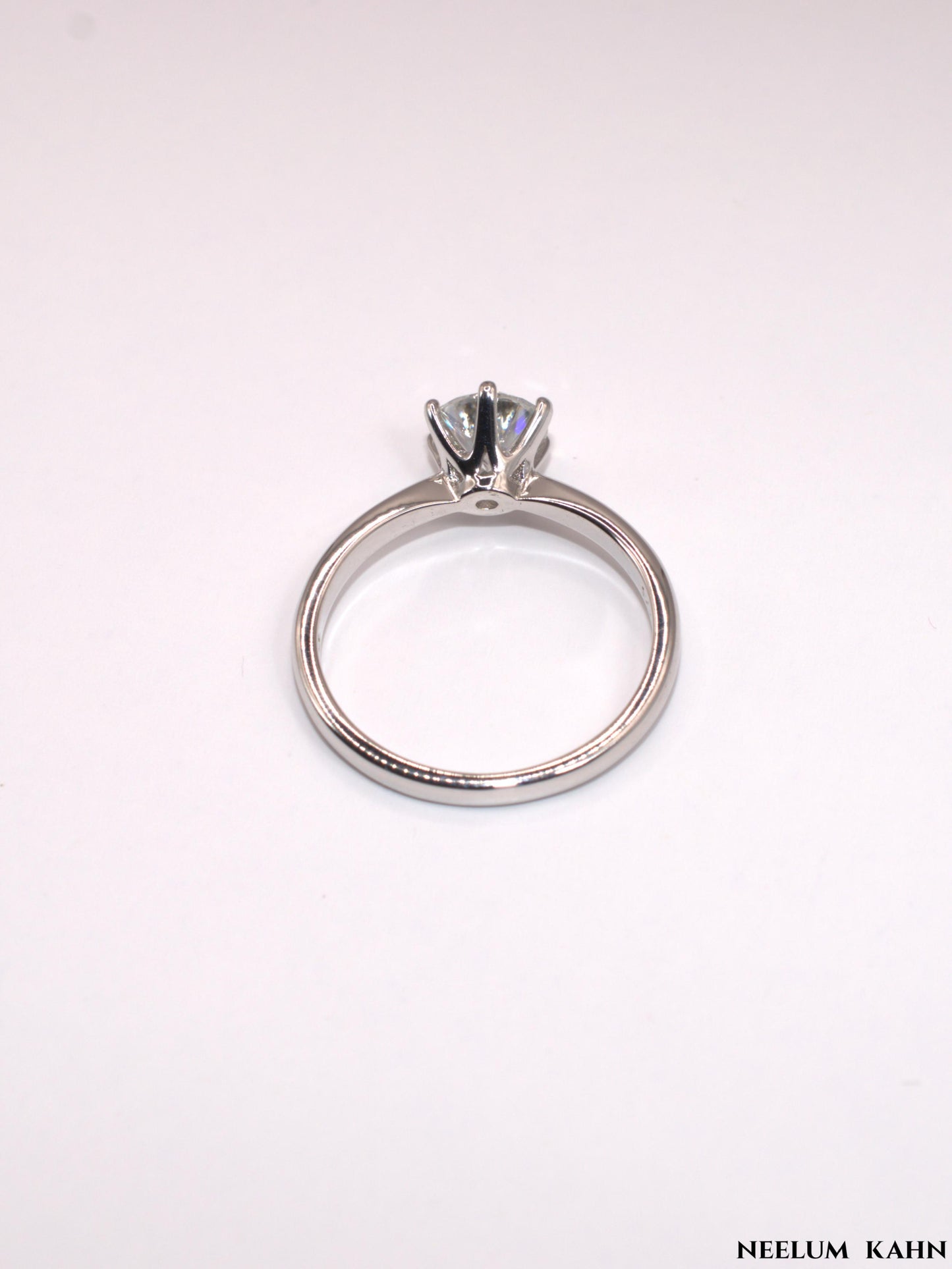 1ct Moissanite Diamond Ring, 925 Sterling Silver, 18K Gold Plated, Round Cut, VVS1 Clarity, LED Ring Gift Box Included