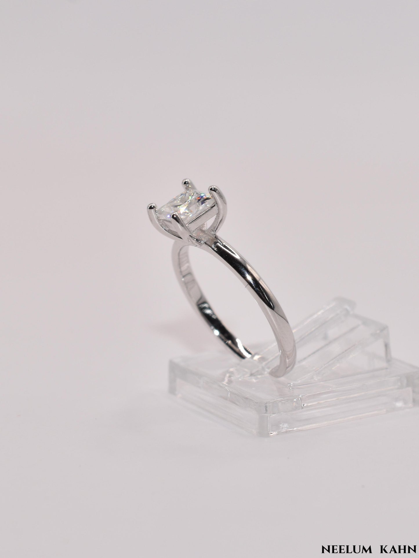 Princess Cut 1ct Moissanite Diamond S925 Silver Ring,