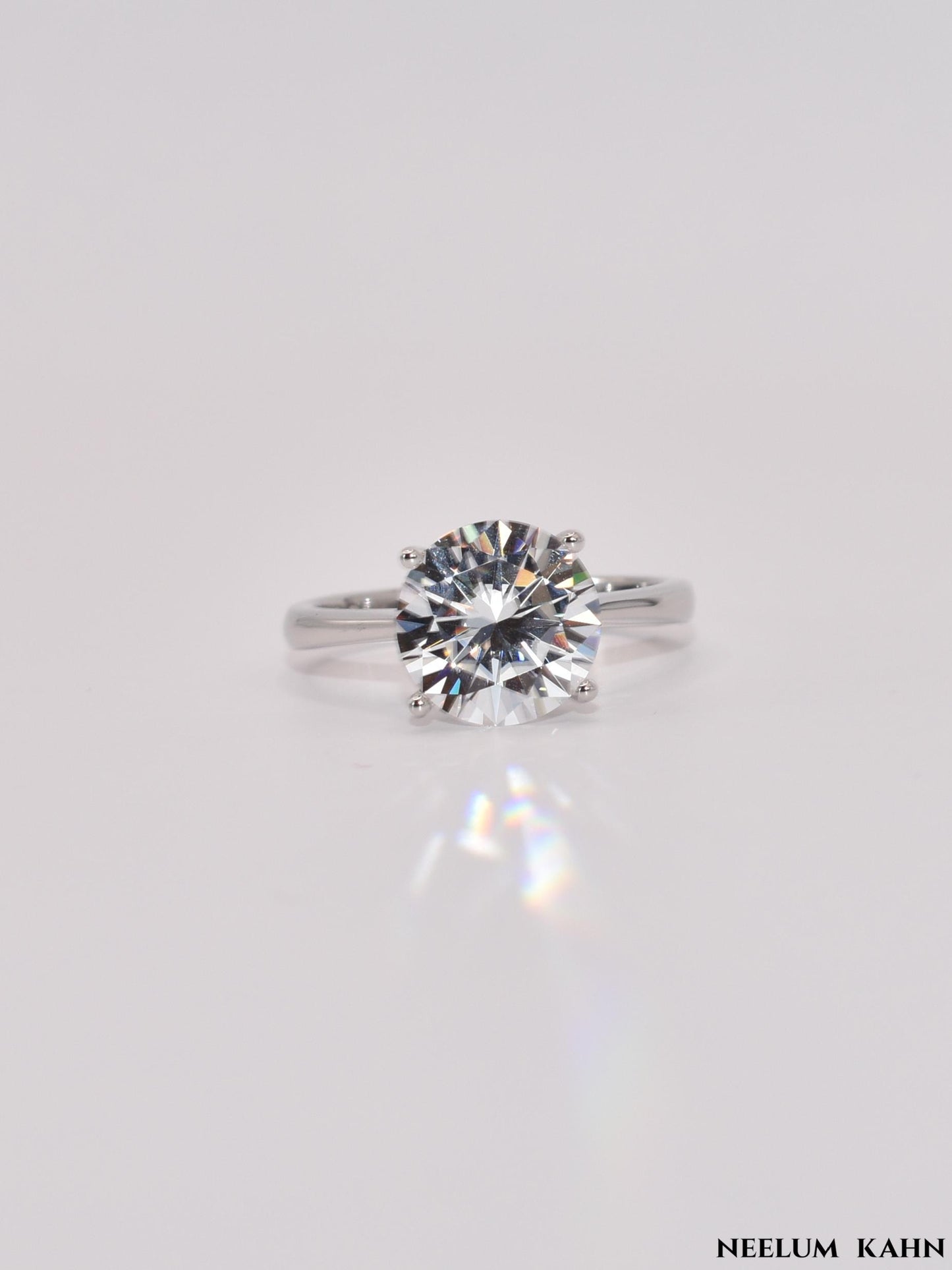 3Ct Moissanite Diamond Ring, 925 Sterling Silver, VVS1 Clarity, D Color, Round Cut, Gift LED Heart Ring Box Included