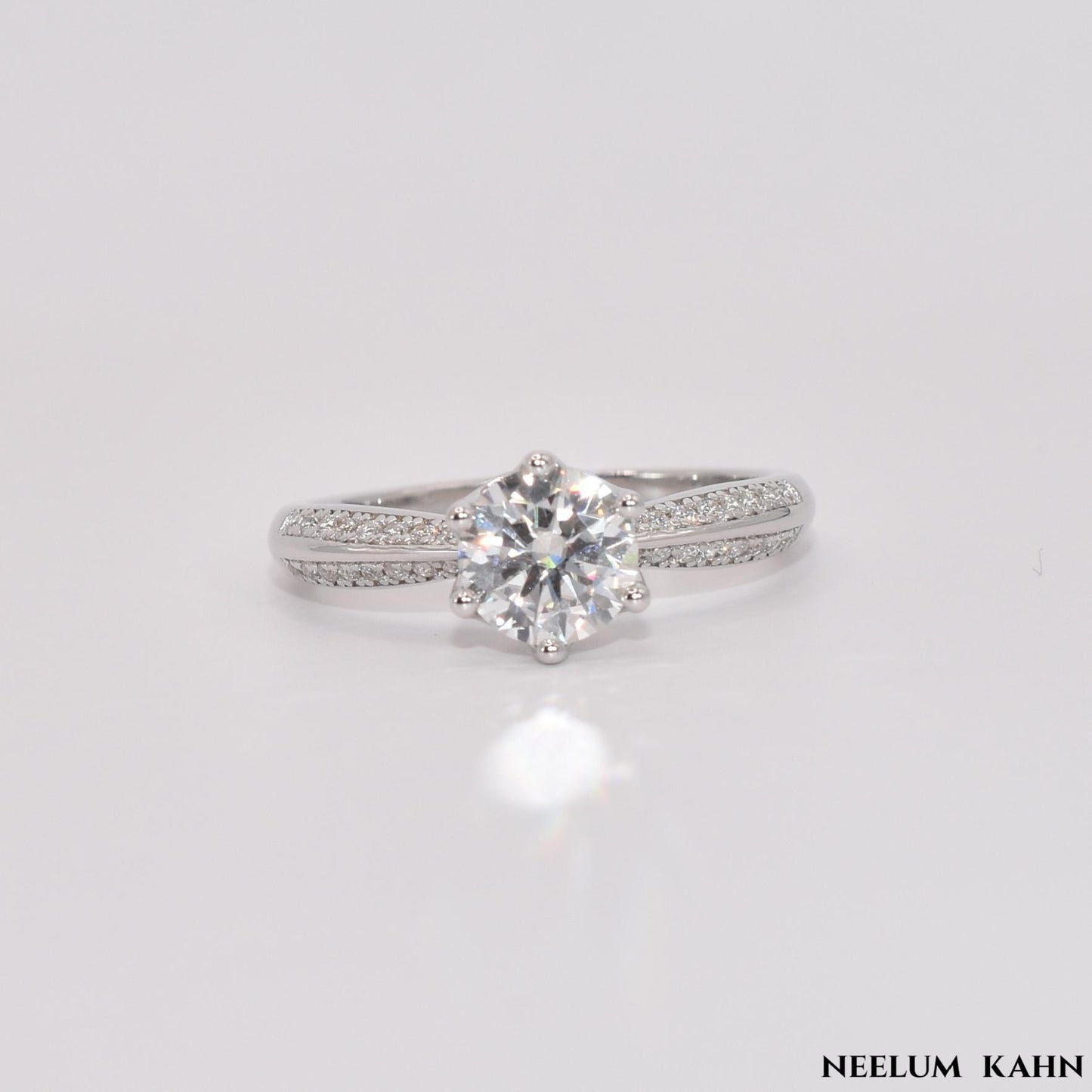 1Ct Moissanite Engagement Ring, 925 Sterling Silver, Round Cut, VVS1 Clarity, with Gift LED Ring Box