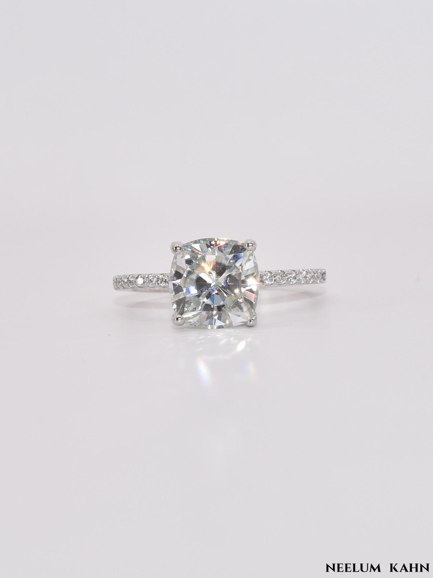3ct Cushion Cut Moissanite Engagement Ring, 3Ct D VVS1, 925 Sterling Silver, Complete Gift Set with LED Ring Box