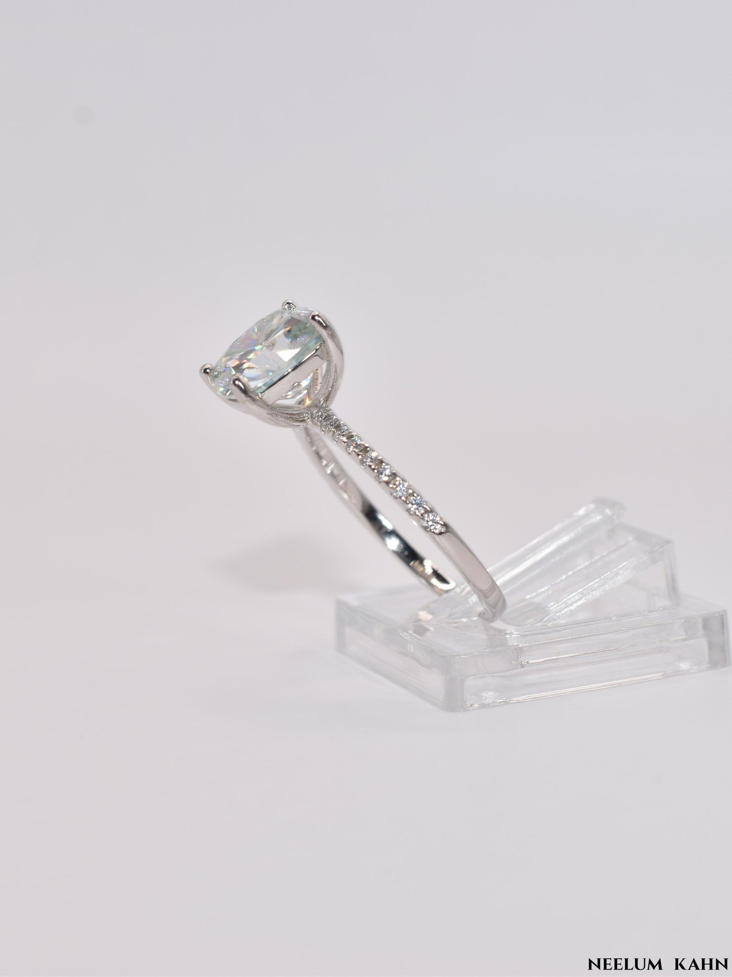 3ct Cushion Cut Moissanite Engagement Ring, 3Ct D VVS1, 925 Sterling Silver, Complete Gift Set with LED Ring Box