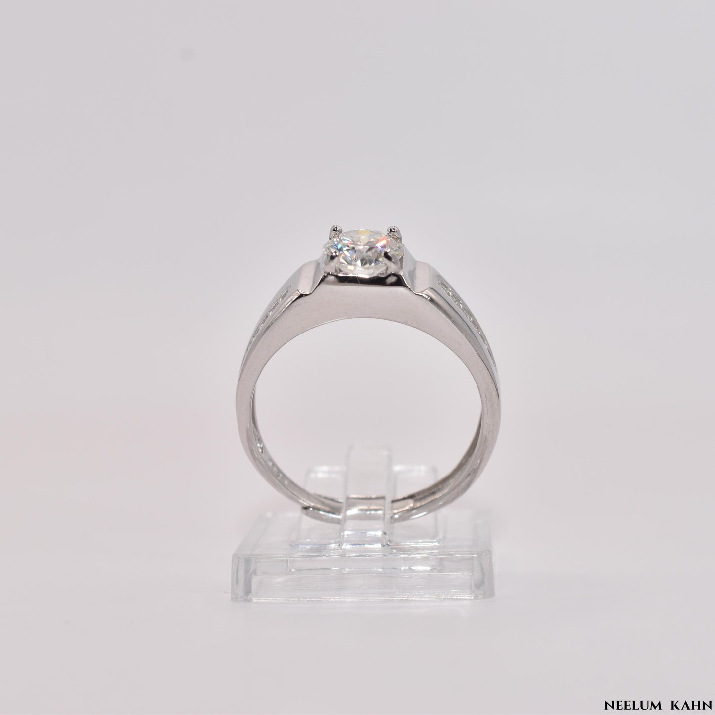 Certified 1Ct Moissanite Diamond Men Adjustable Ring S925 Silver Ring