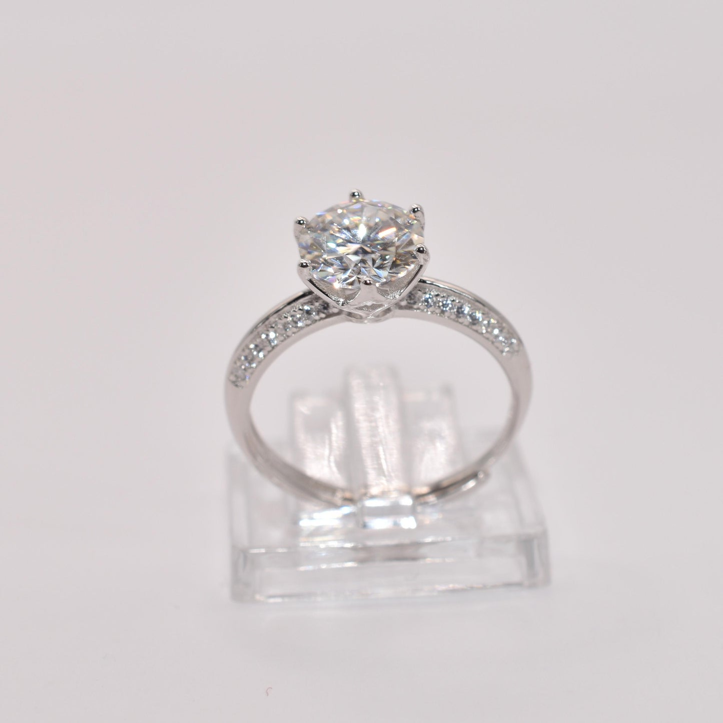 Certified 2Ct Moissanite Diamond Promise Ring for Women – S925 Silver White Gold Plated