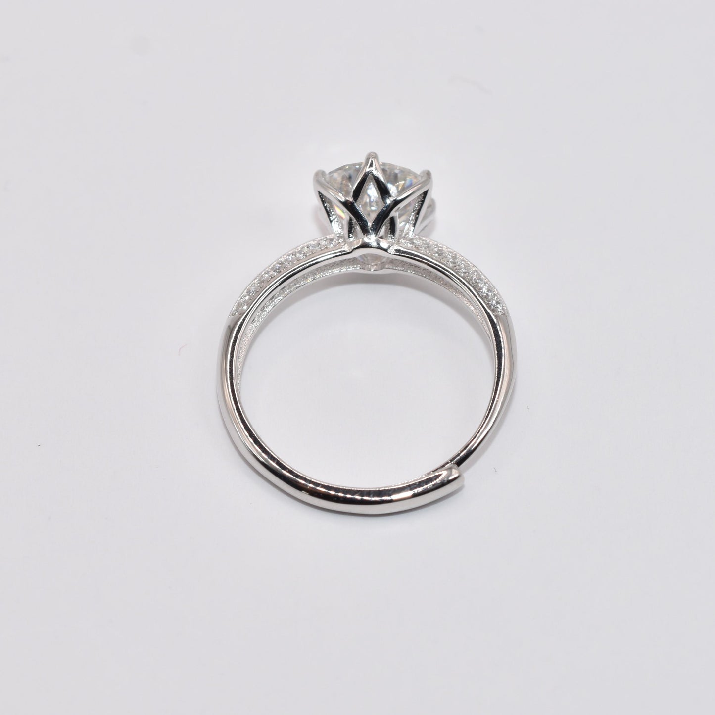 Certified 2Ct Moissanite Diamond Promise Ring for Women – S925 Silver White Gold Plated