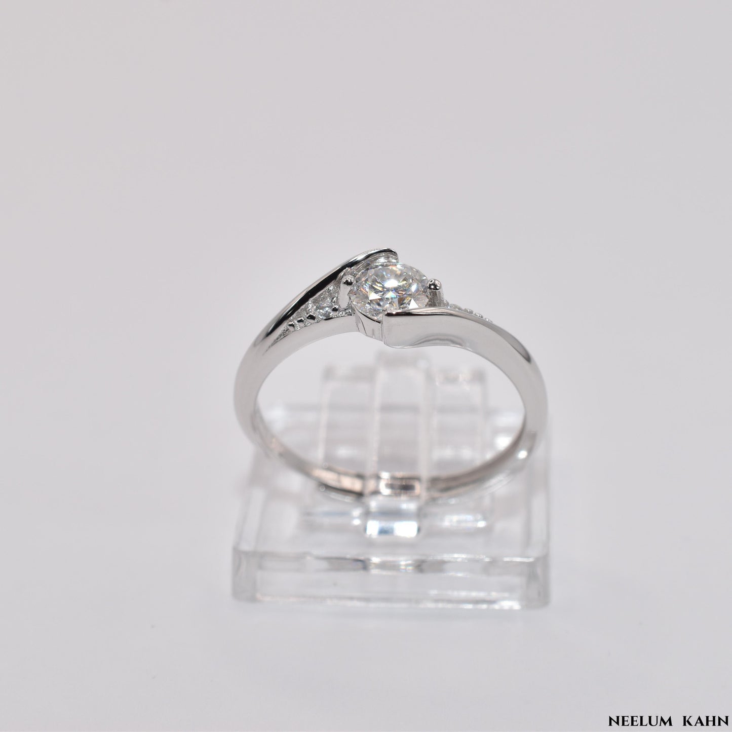 Certified 0.5Ct Moissanite Diamond Adjustable Ring for Women – S925 Silver Platinum Plated