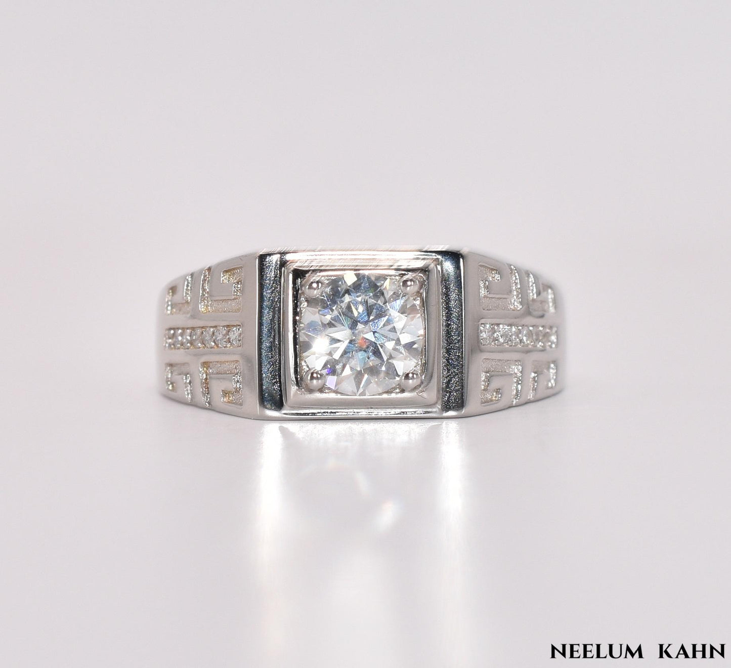 Certified 1Ct Moissanite Diamond Adjustable Ring – S925 Silver White Gold Plated