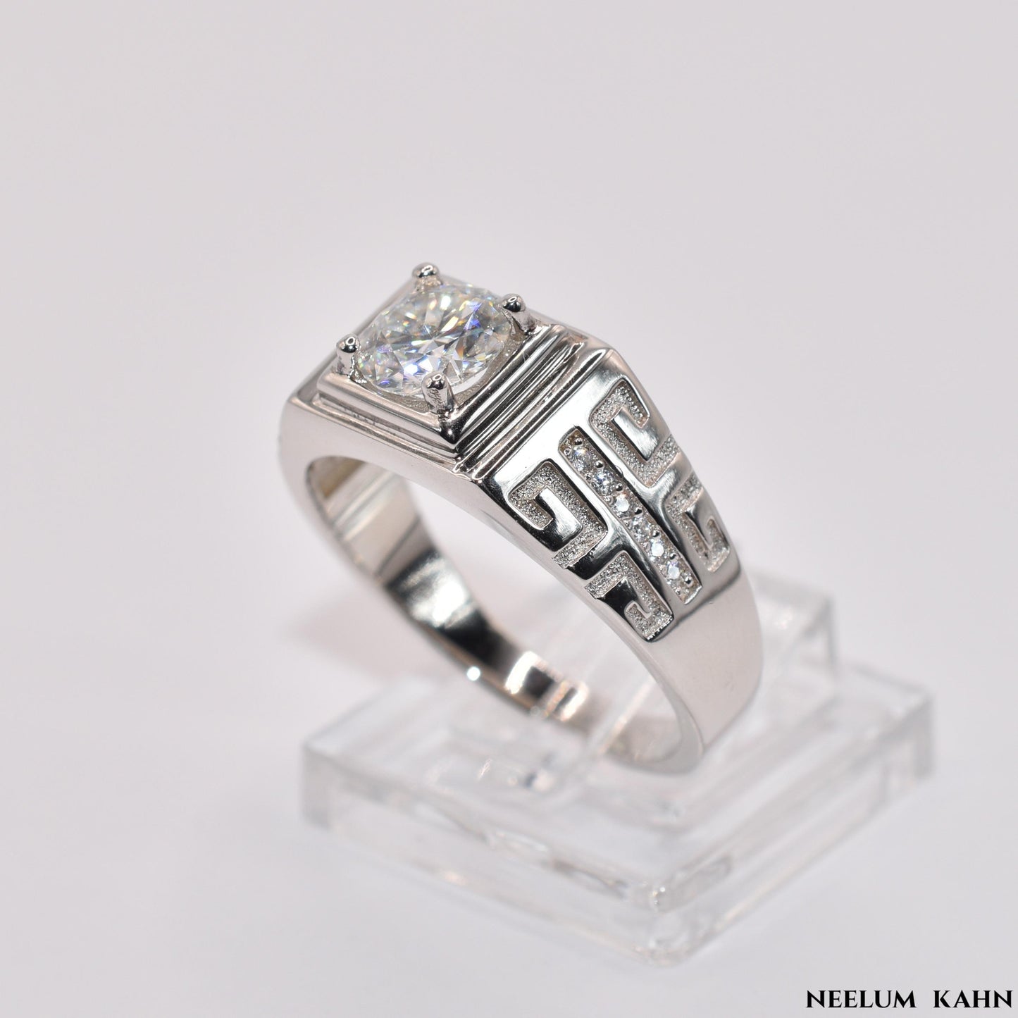 Certified 1Ct Moissanite Diamond Adjustable Ring – S925 Silver White Gold Plated