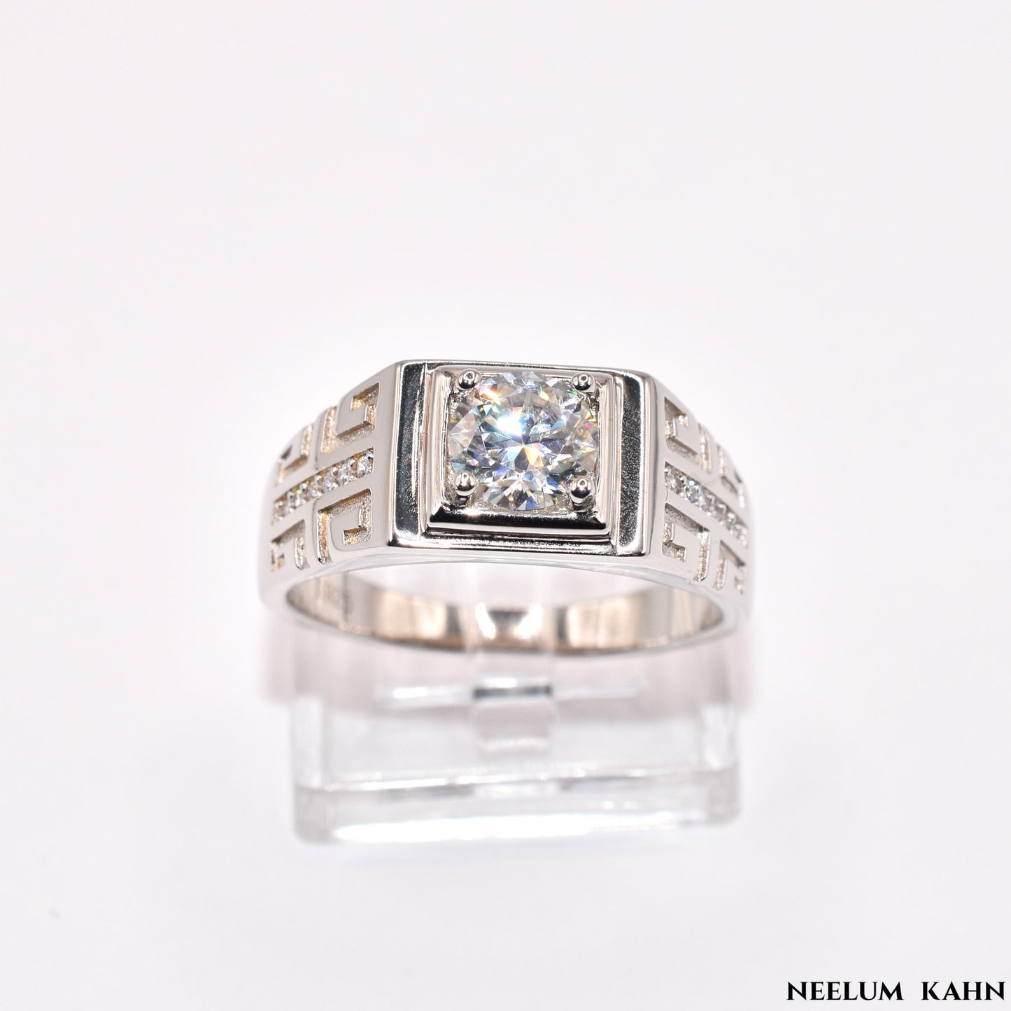 Certified 1Ct Moissanite Diamond Adjustable Ring – S925 Silver White Gold Plated