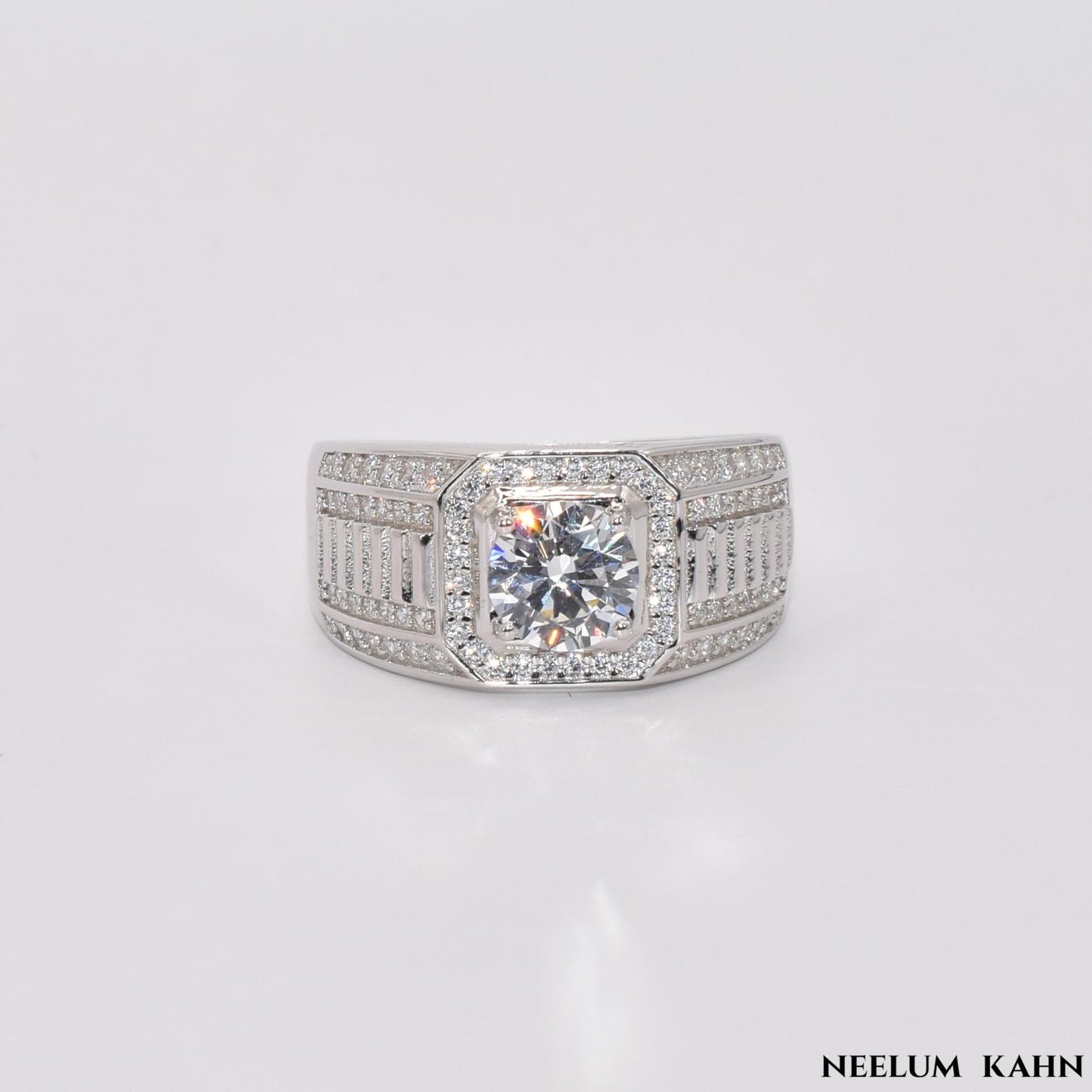 New 925 Sterling Silver Zircon Ring for Men