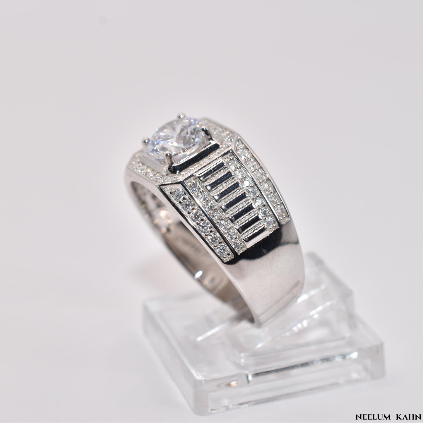 New 925 Sterling Silver Zircon Ring for Men