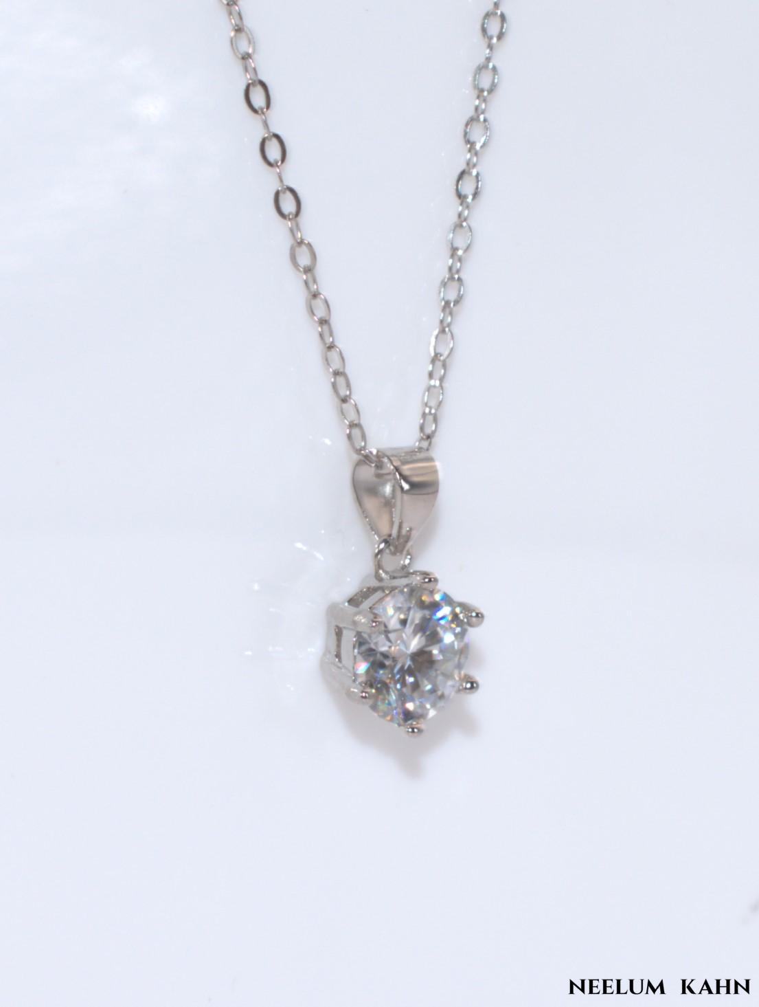 Certified 1ct Moissanite Diamond Pendant S925 Silver Promise Necklace