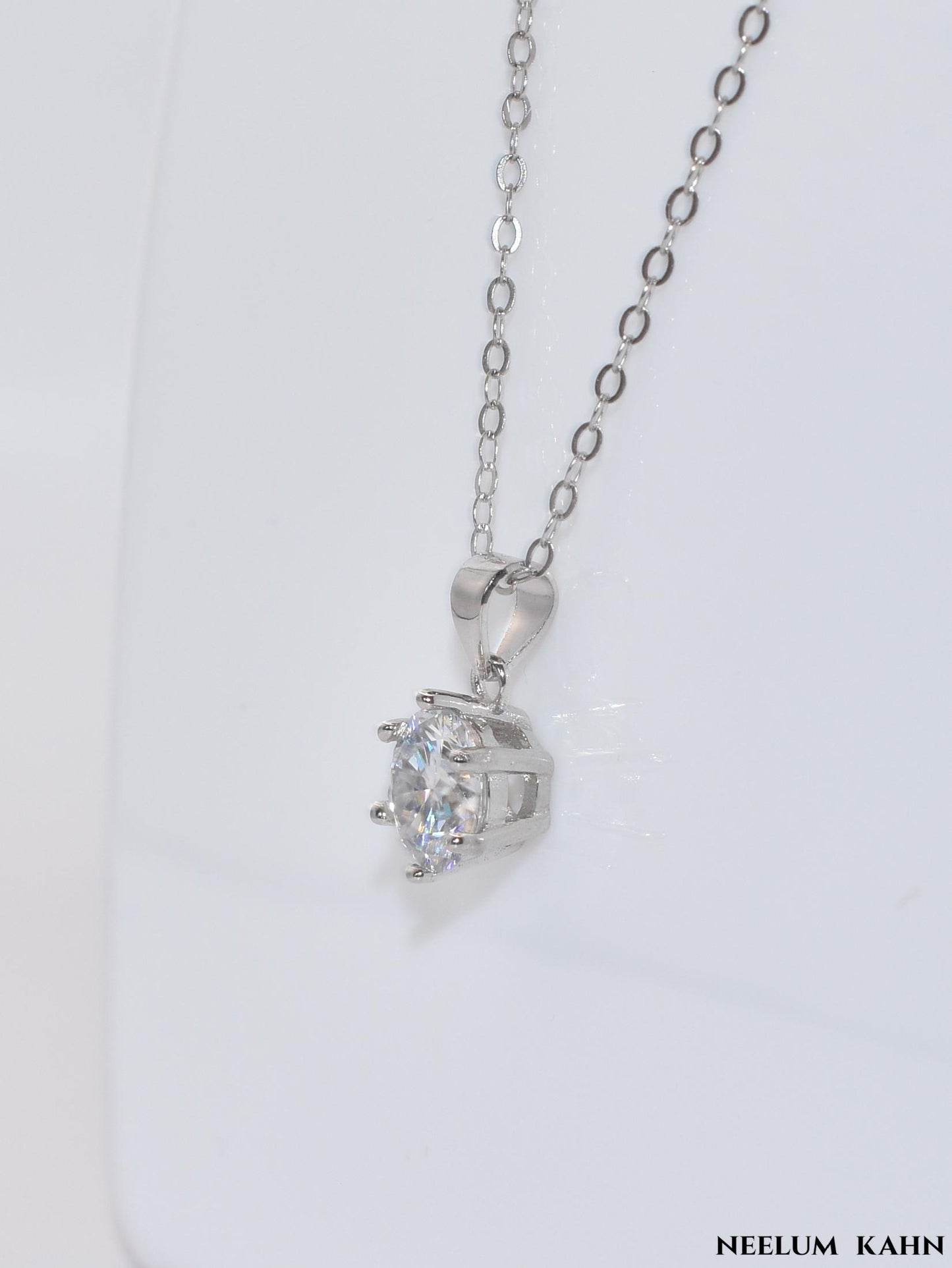Certified 1ct Moissanite Diamond Pendant S925 Silver Promise Necklace