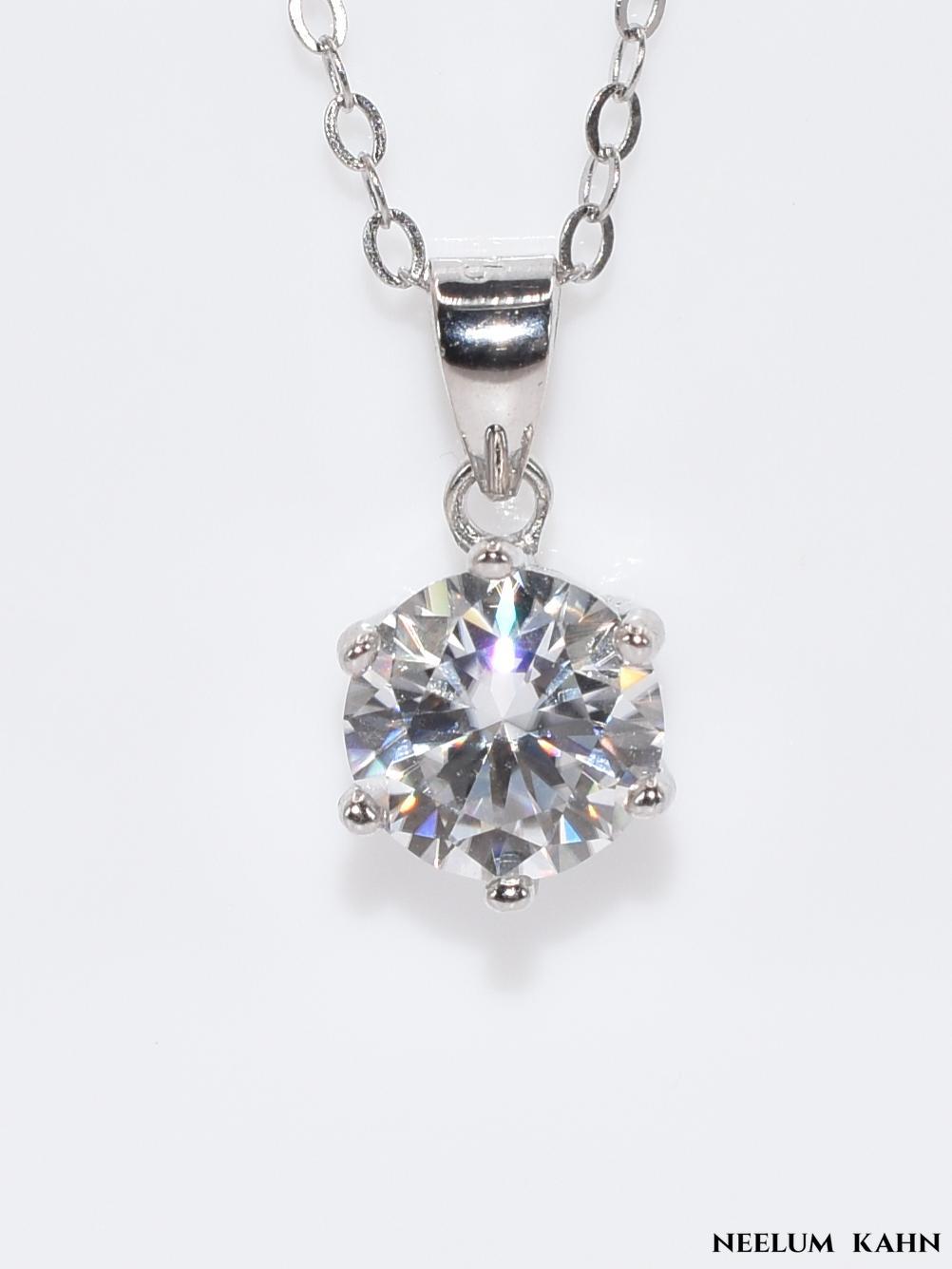 Certified 1ct Moissanite Diamond Pendant S925 Silver Promise Necklace