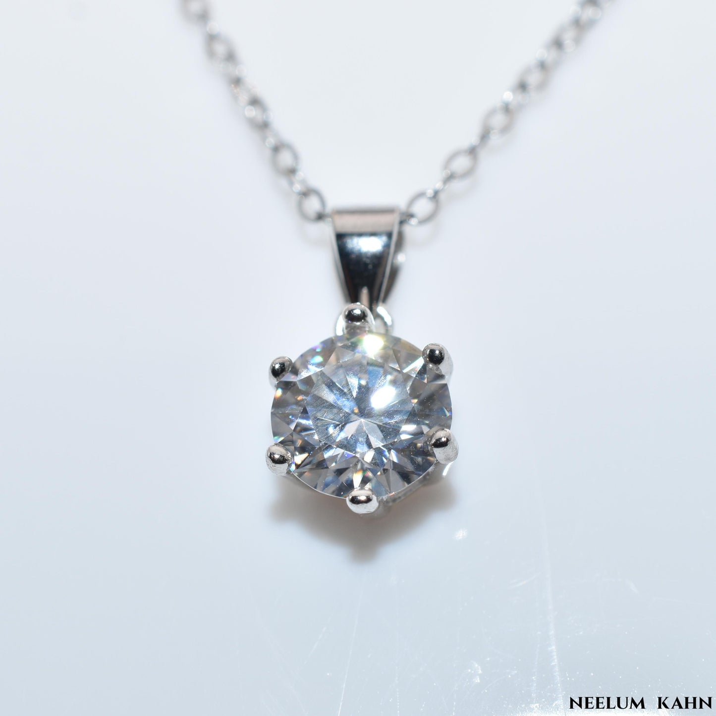 Certified 1ct Moissanite Diamond Pendant S925 Silver Promise Necklace