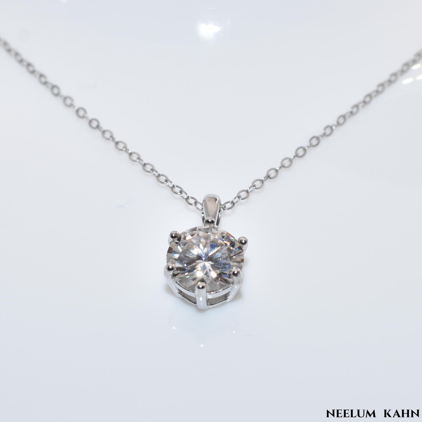 Certified 2Ct Moissanite Diamond Pendant Necklace – Solid S925 Silver