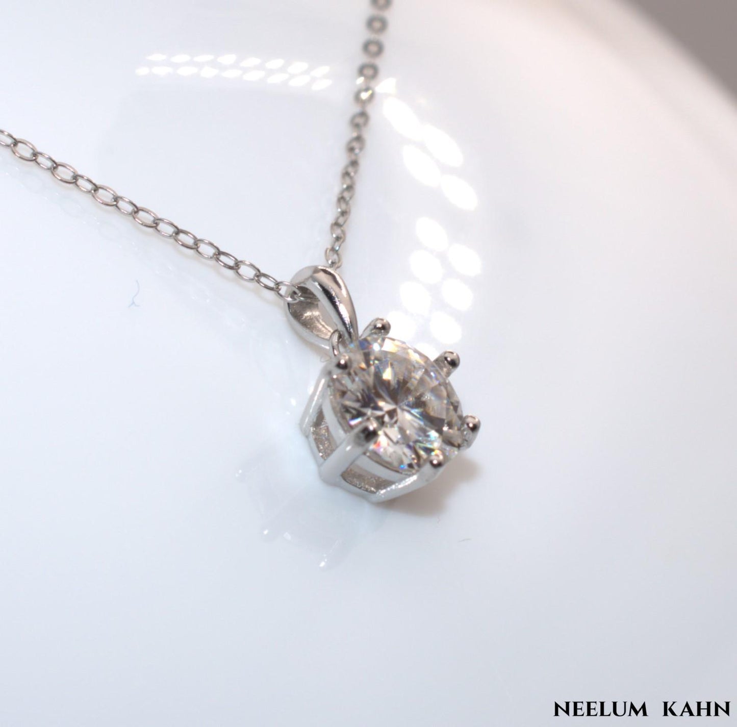 Certified 2Ct Moissanite Diamond Pendant Necklace – Solid S925 Silver