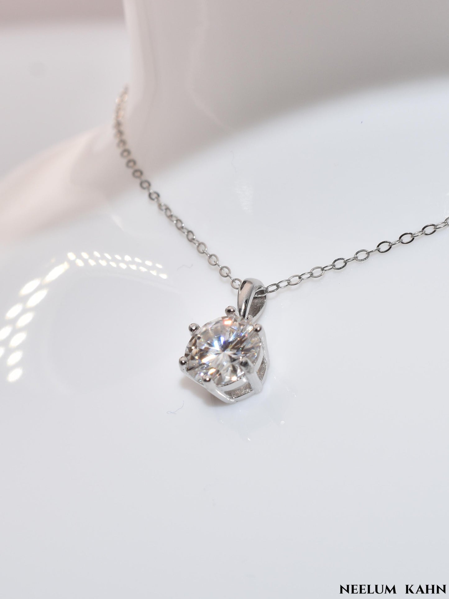 Certified 2Ct Moissanite Diamond Pendant Necklace – Solid S925 Silver