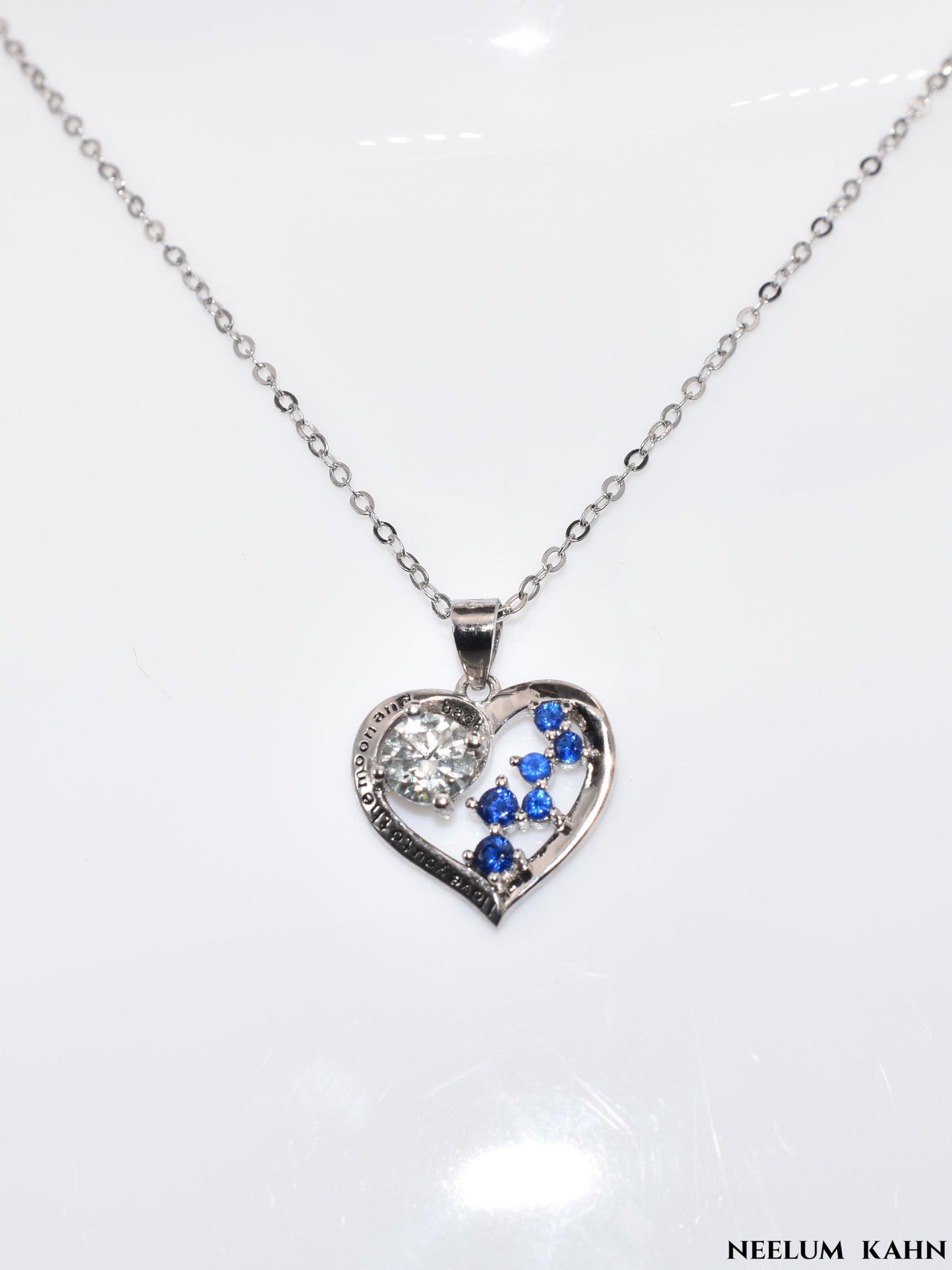 Sterling Silver Moissanite Heart Necklace, 0.5Ct Round Cut VVS1, 18.2 Inch Chain | Gift Jewelry Box Included