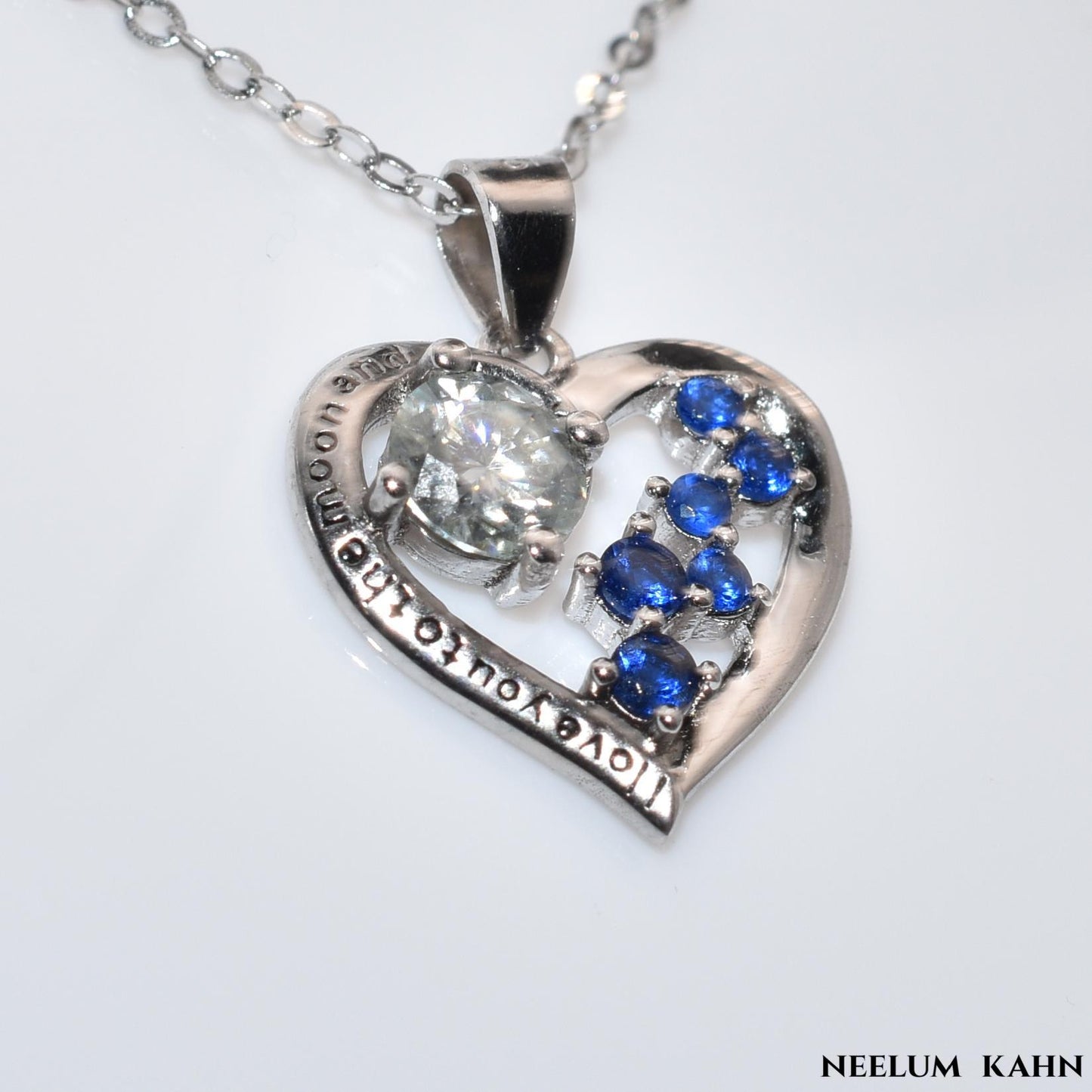 Sterling Silver Moissanite Heart Necklace, 0.5Ct Round Cut VVS1, 18.2 Inch Chain | Gift Jewelry Box Included